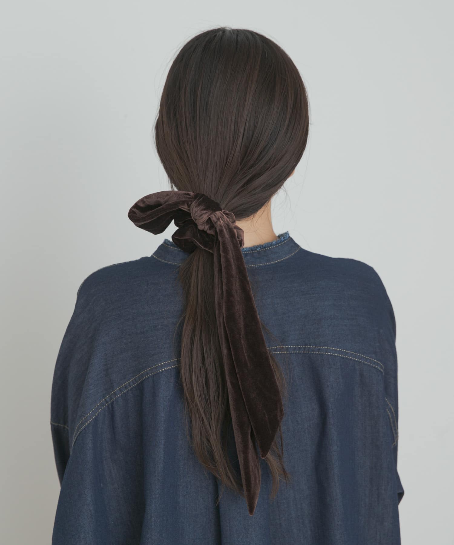 ベロアリボンシュシュ BROWN one