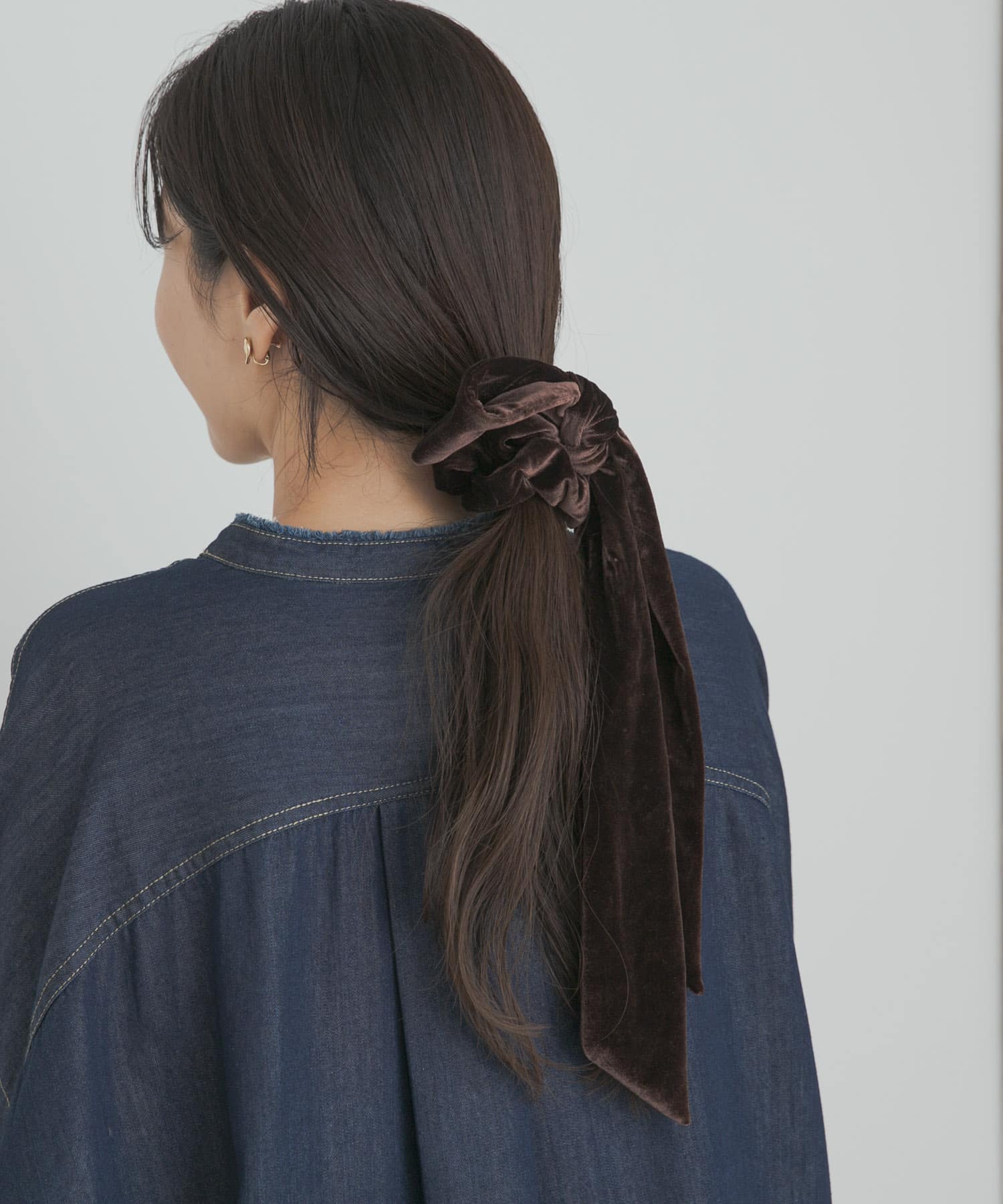 ベロアリボンシュシュ BROWN one