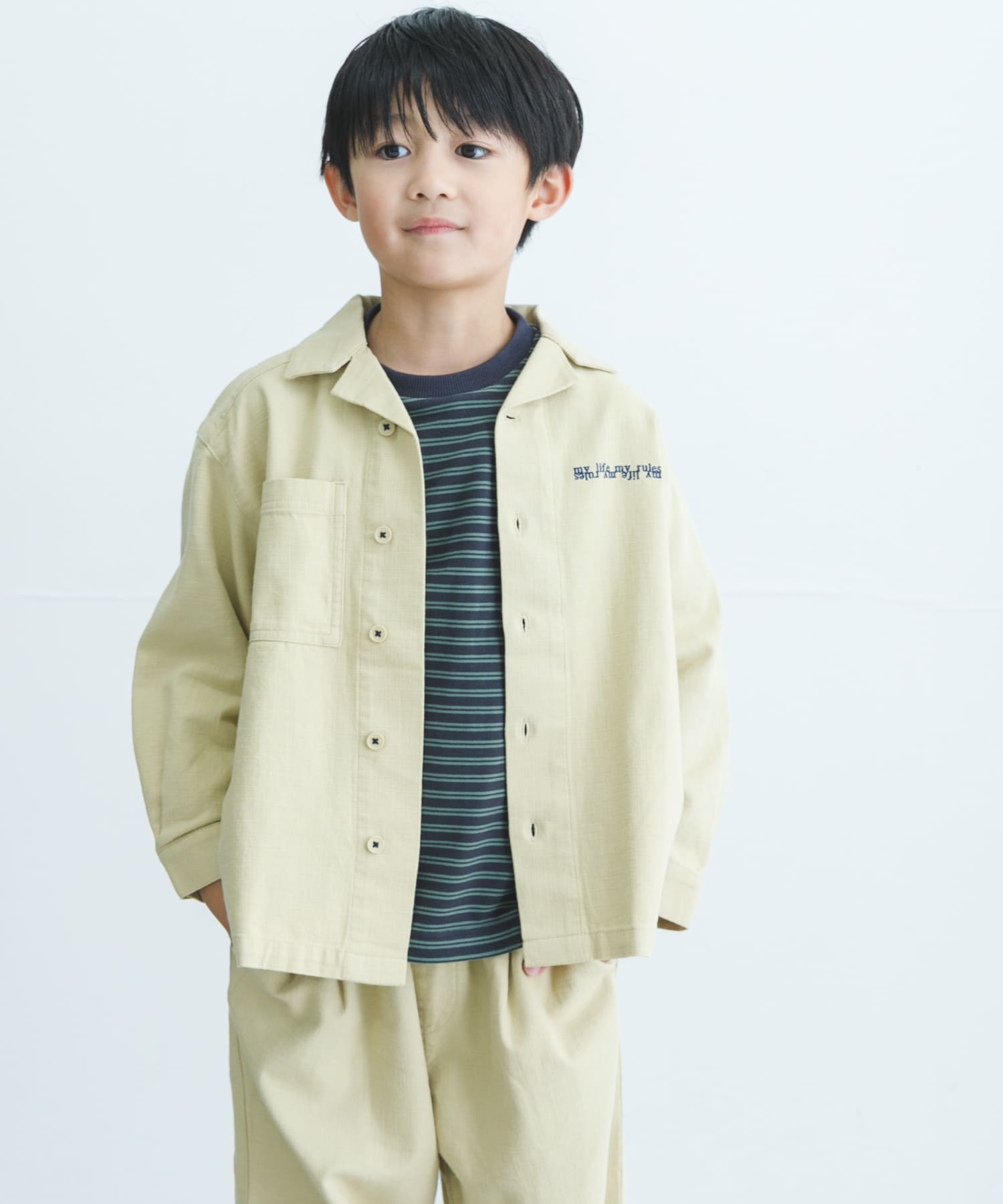 『WEB/一部店舗限定サイズ』 『セットアップ対応』 オープンカラーロゴ刺繍シャツ(KIDS)