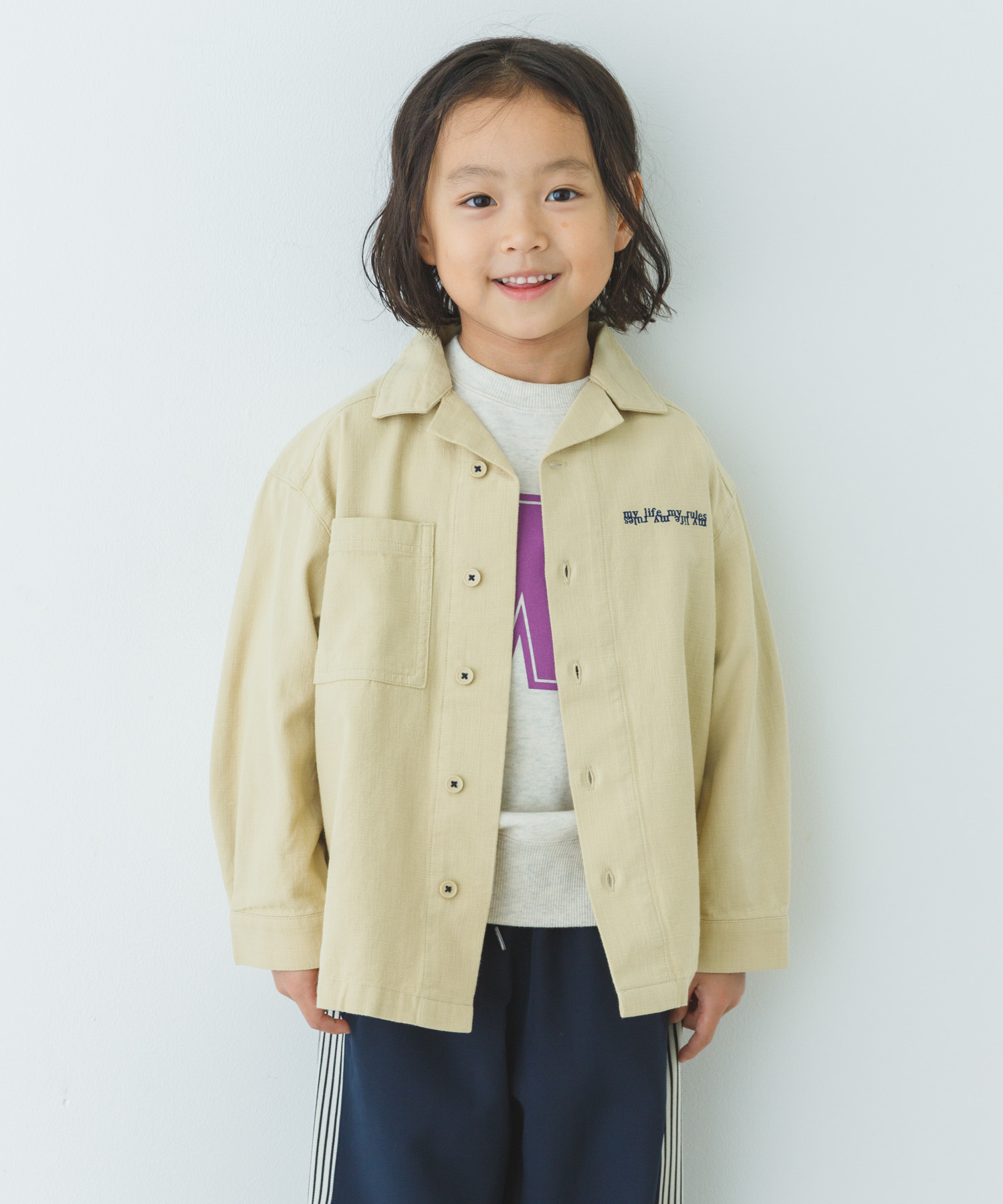 『WEB/一部店舗限定サイズ』 『セットアップ対応』 オープンカラーロゴ刺繍シャツ(KIDS)