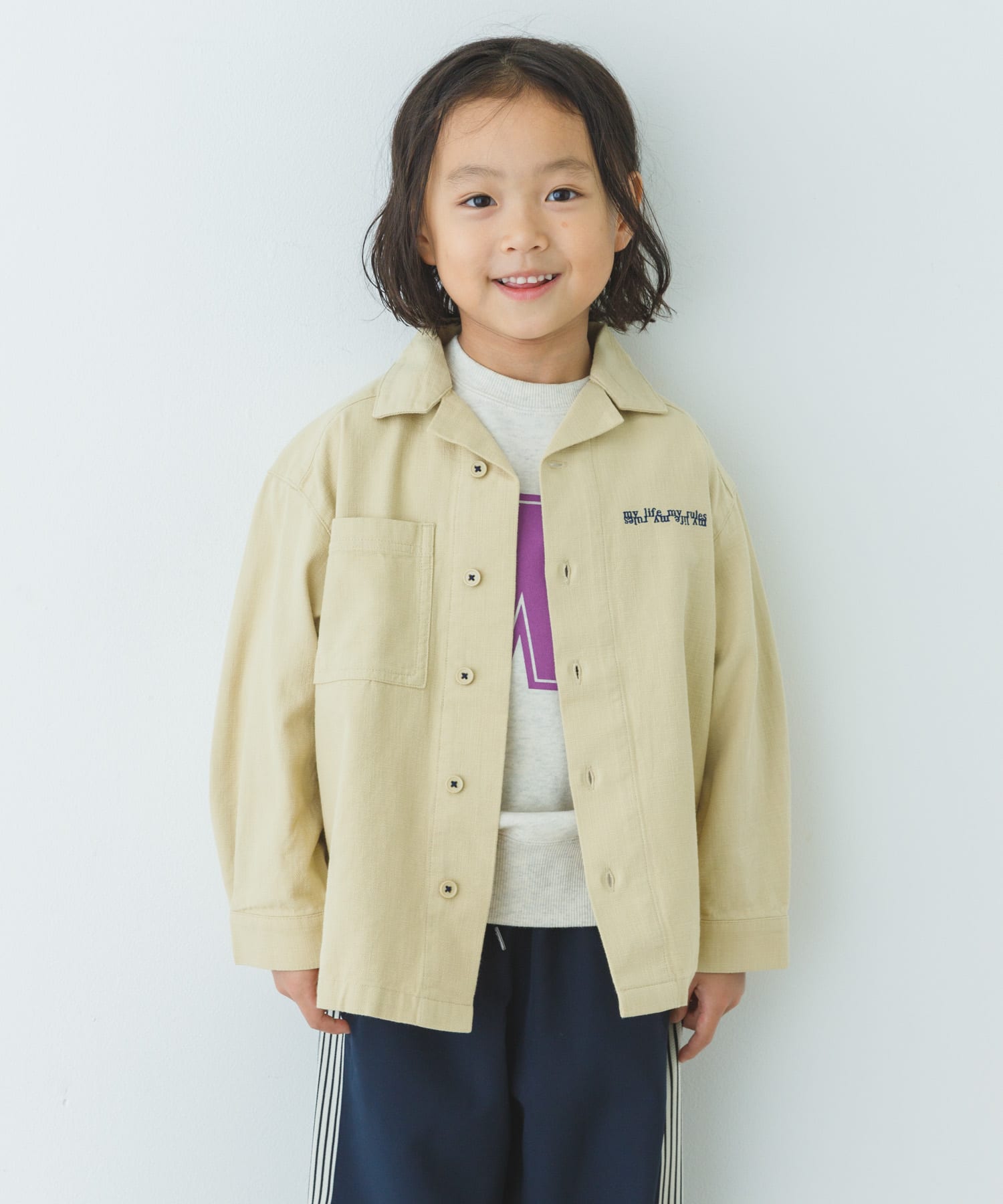 『WEB/一部店舗限定サイズ』 『セットアップ対応』 オープンカラーロゴ刺繍シャツ(KIDS)