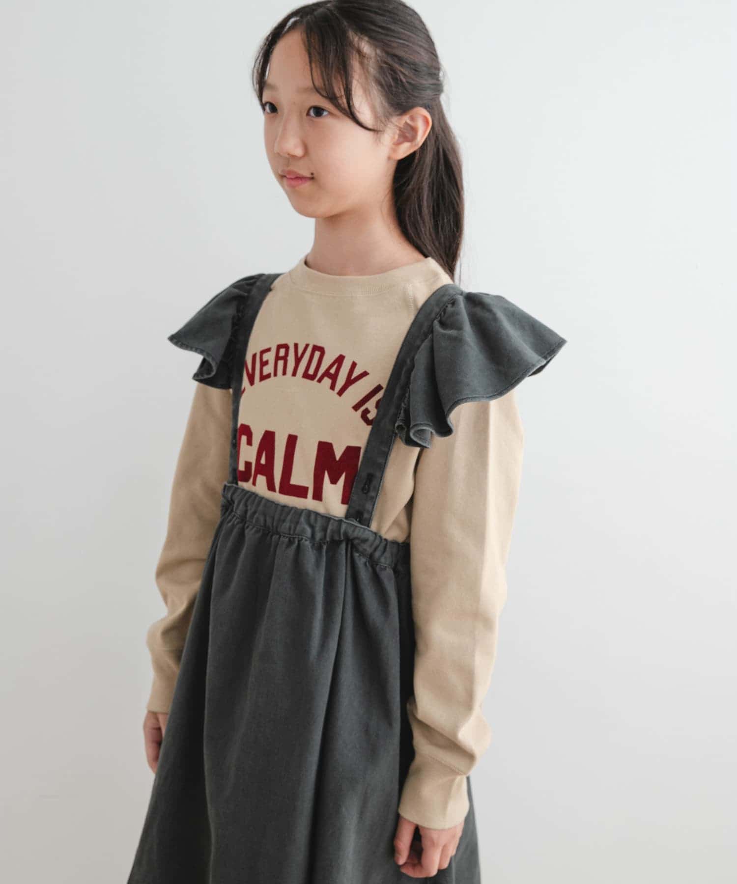 『WEB/一部店舗限定サイズ』2WAYフリルジャンパースカート(KIDS) CHARCOAL 135