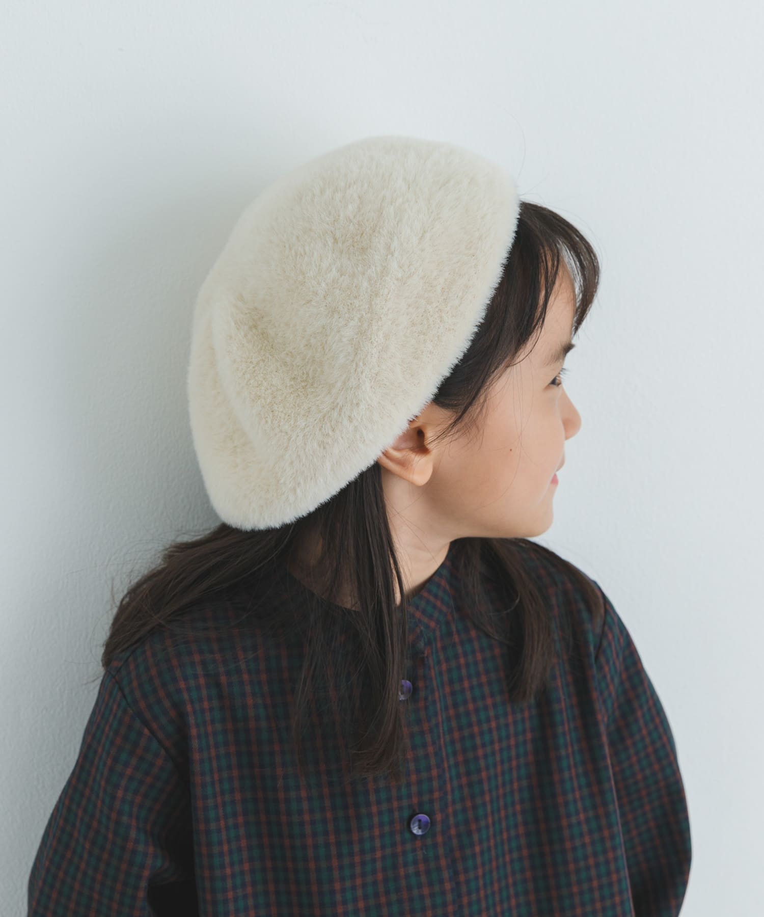 ショートファーベレー帽(KIDS) IVORY one