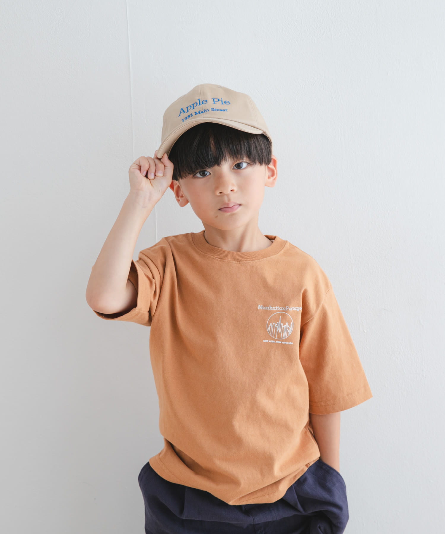 ロゴ刺繍キャップ(KIDS) BEIGE one