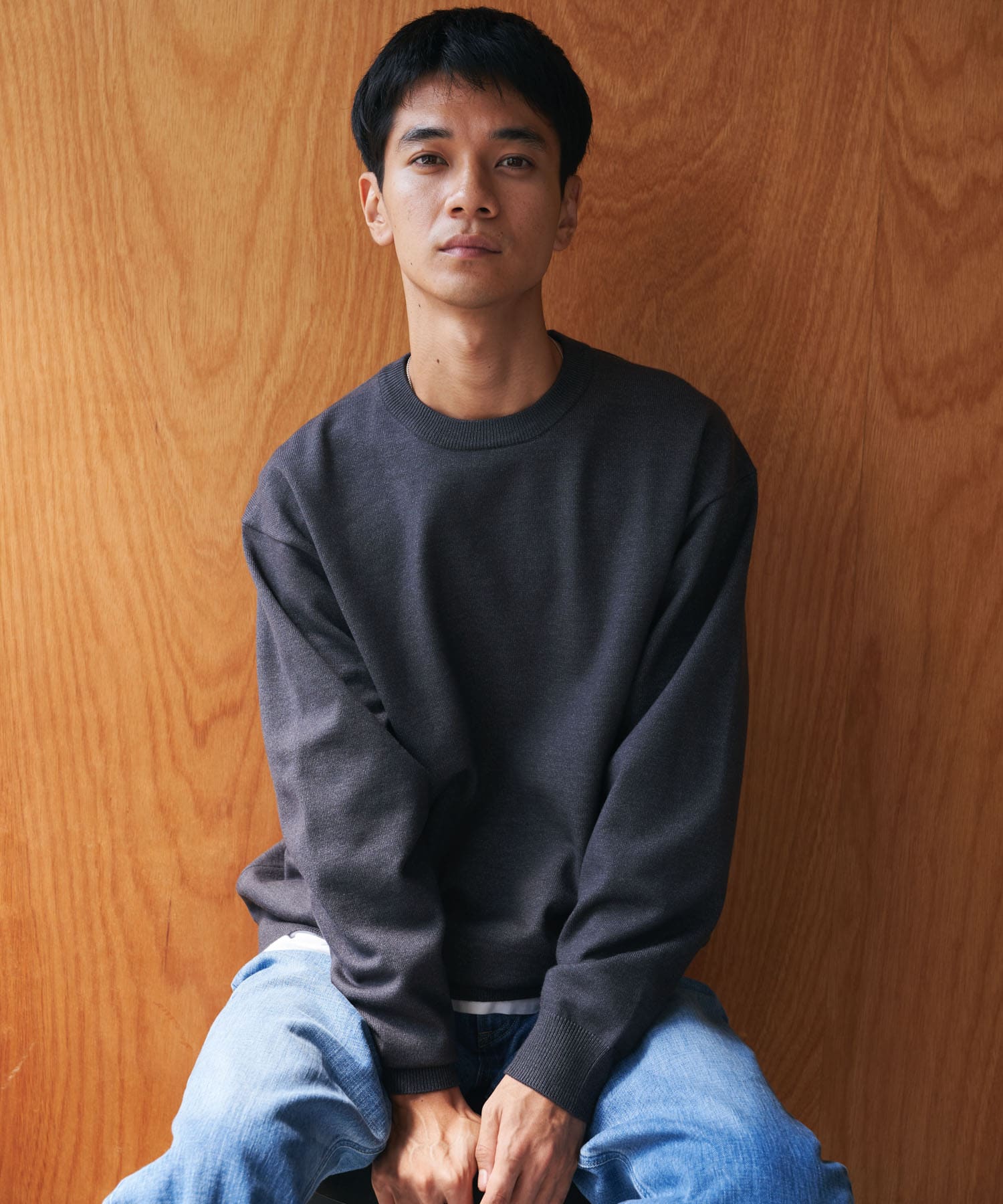 『仁村紗和さん着用』『UR TECH 200日ニット』クルーネック CHARCOAL M