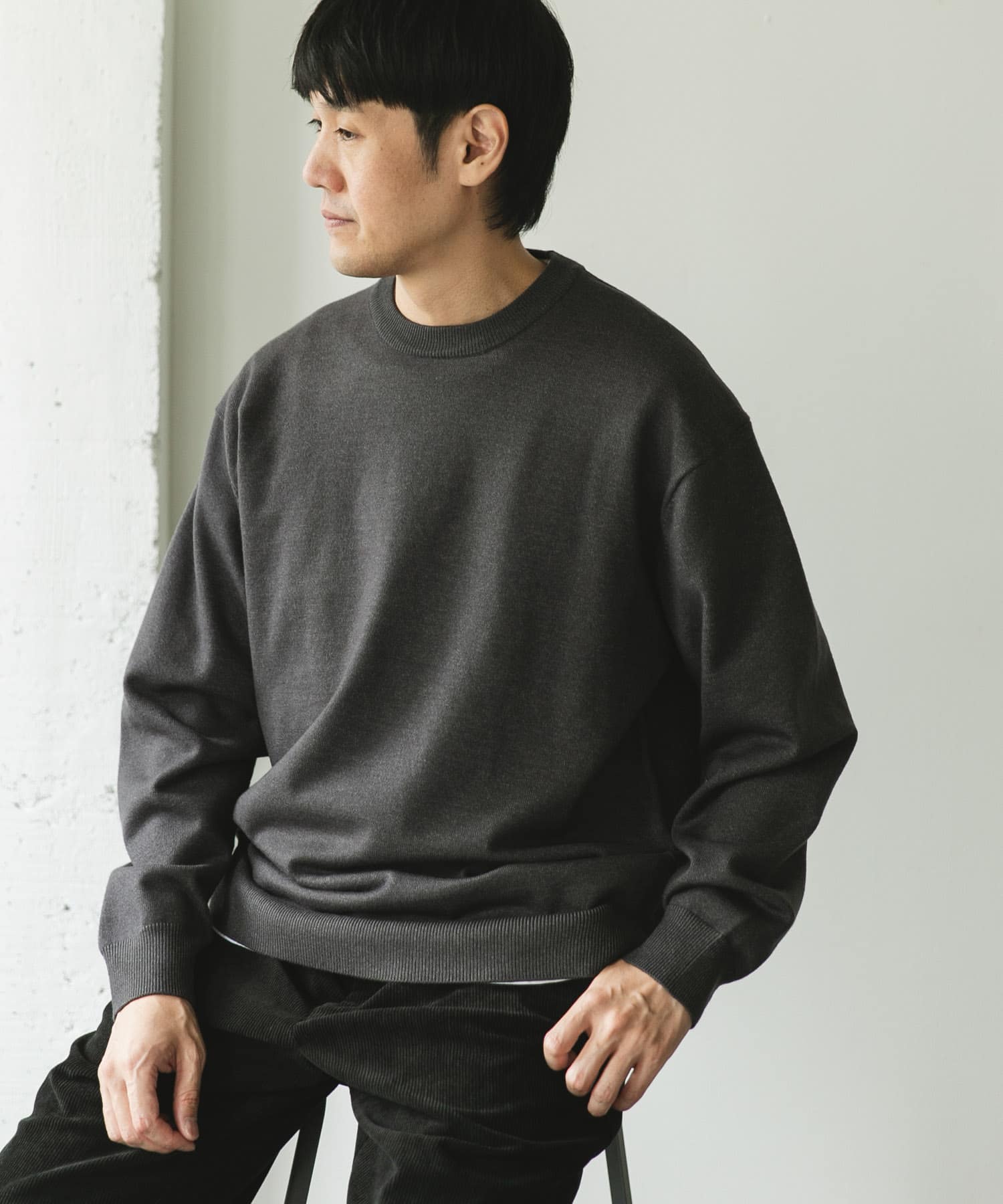『仁村紗和さん着用』『UR TECH 200日ニット』クルーネック CHARCOAL L