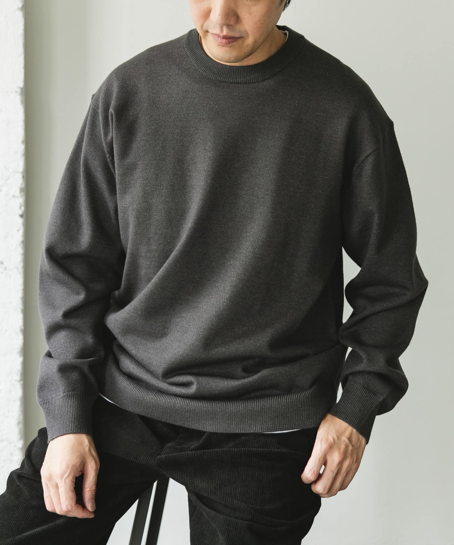 『仁村紗和さん着用』『UR TECH 200日ニット』クルーネック CHARCOAL L