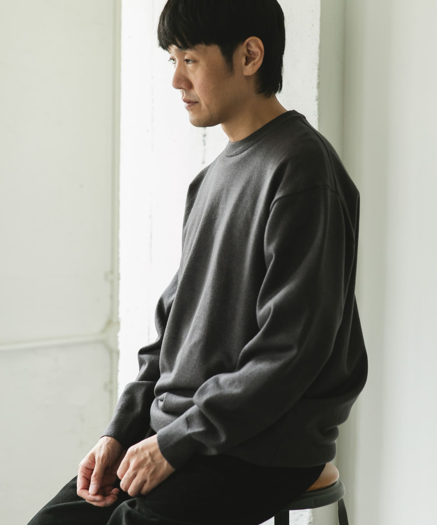 『仁村紗和さん着用』『UR TECH 200日ニット』クルーネック CHARCOAL L