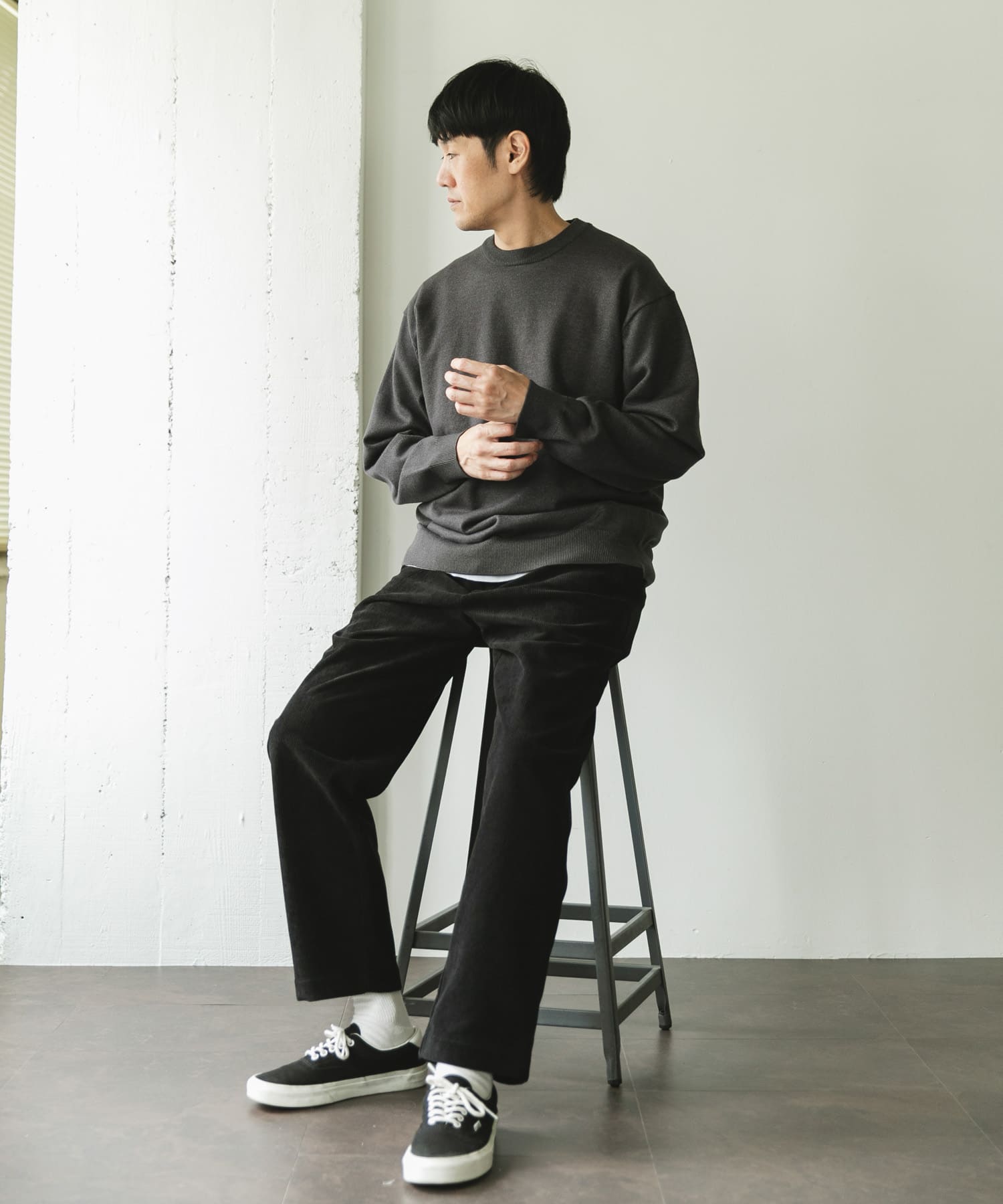 『仁村紗和さん着用』『UR TECH 200日ニット』クルーネック CHARCOAL L