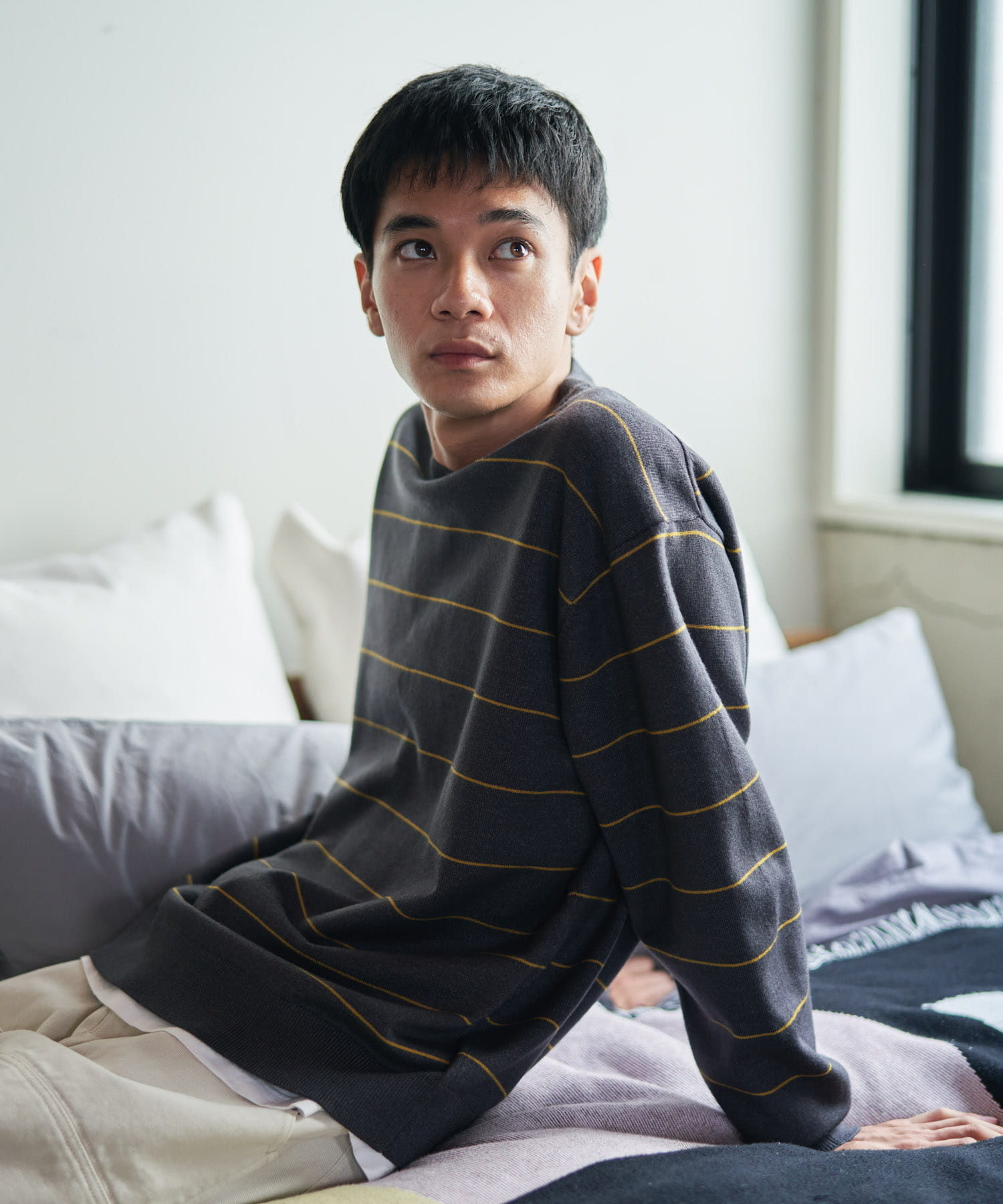 『仁村紗和さん着用』『UR TECH 200日ニット』クルーネック CHA×YEL.K L