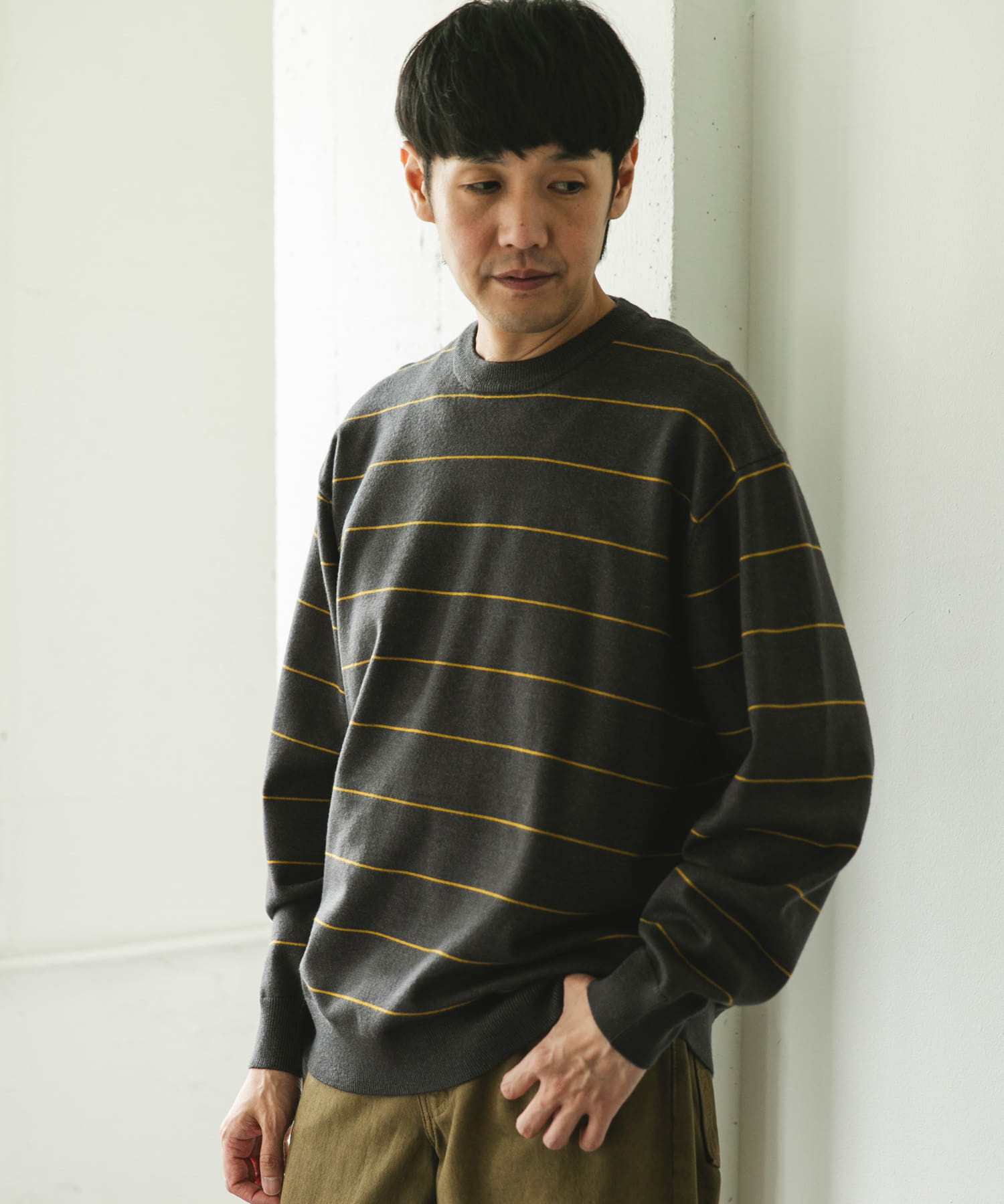 『仁村紗和さん着用』『UR TECH 200日ニット』クルーネック CHA×YEL.K XL