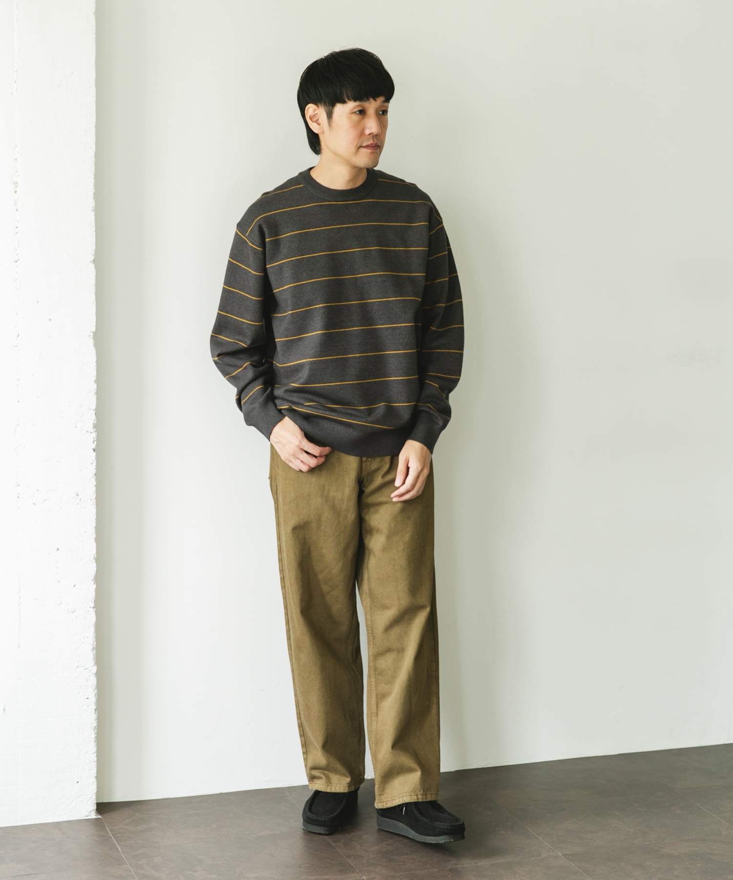 『仁村紗和さん着用』『UR TECH 200日ニット』クルーネック CHA×YEL.K XL