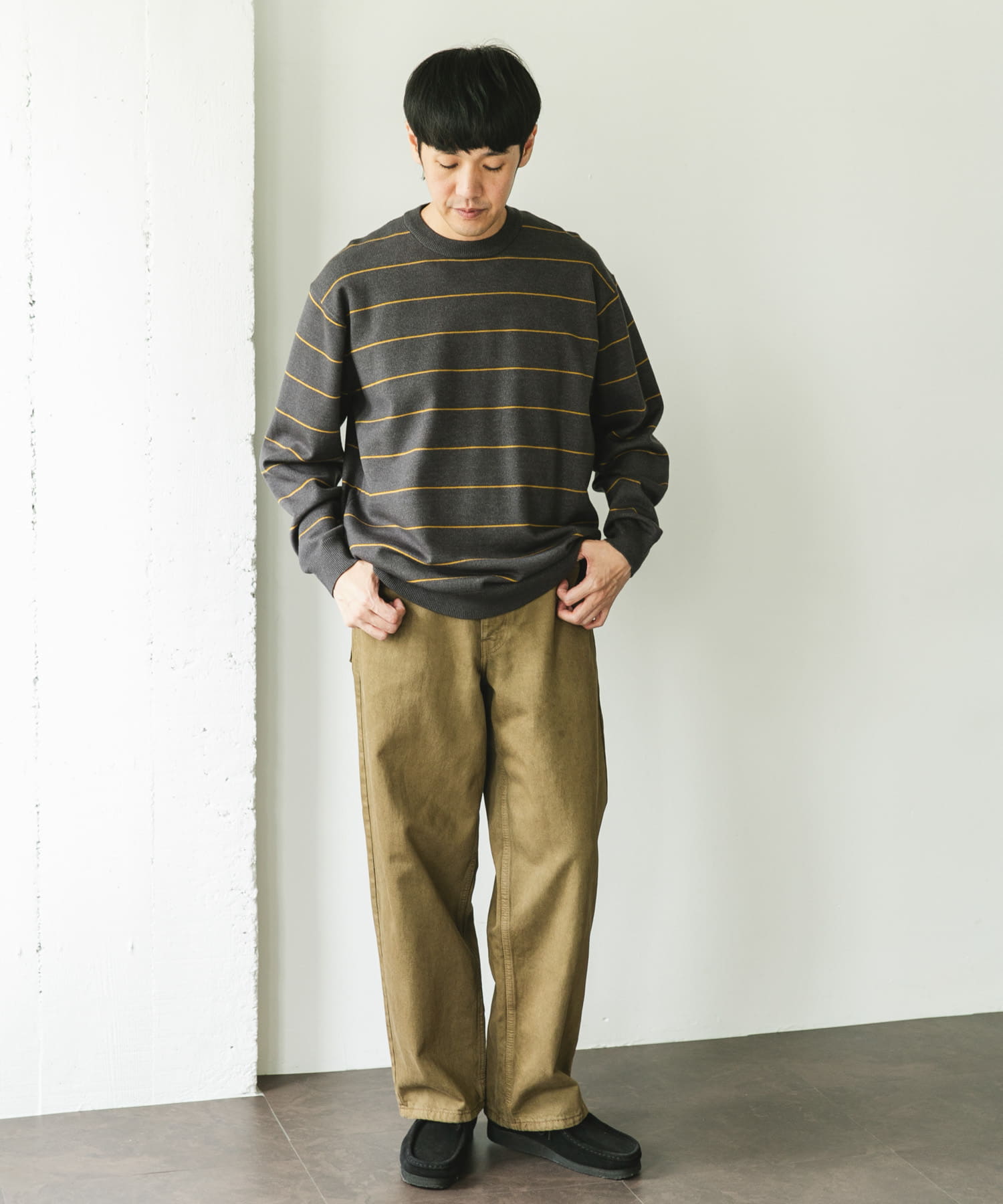 『仁村紗和さん着用』『UR TECH 200日ニット』クルーネック CHA×YEL.K XL