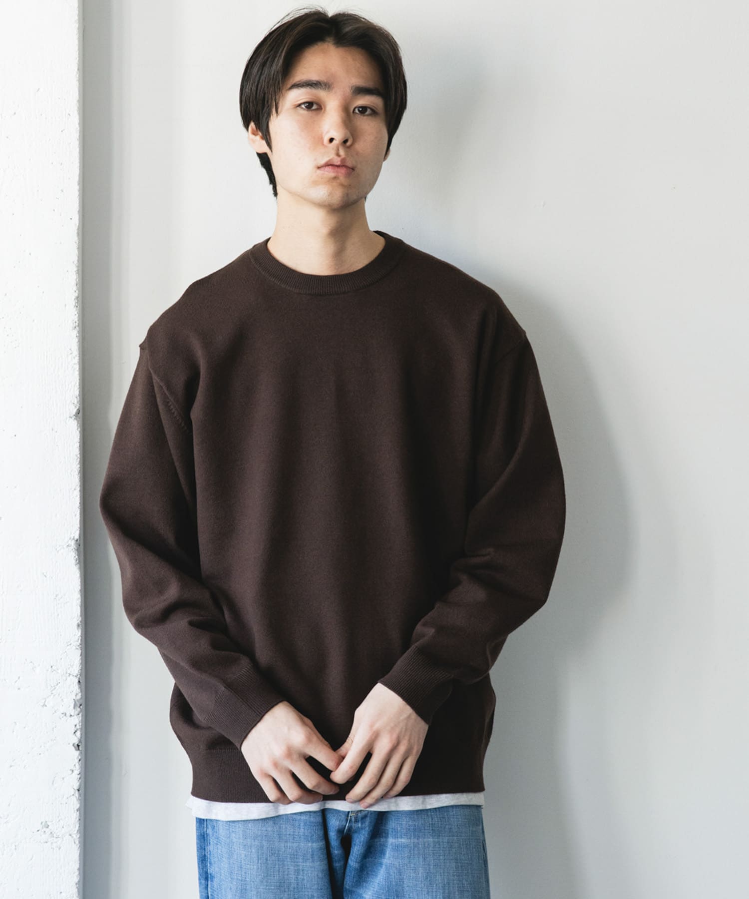 仁村紗和さん着用』『UR TECH 200日ニット』クルーネック(M CHA×YEL.K