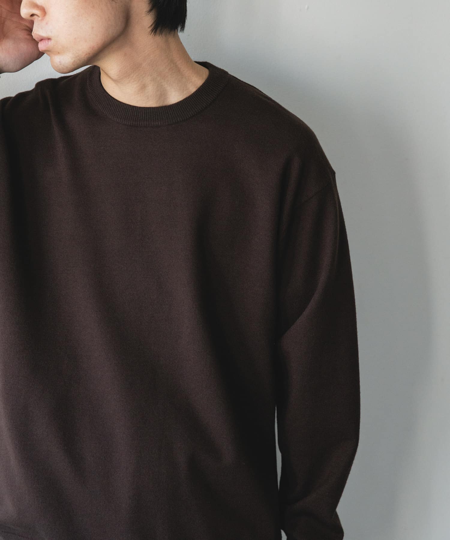 『仁村紗和さん着用』『UR TECH 200日ニット』クルーネック BROWN M