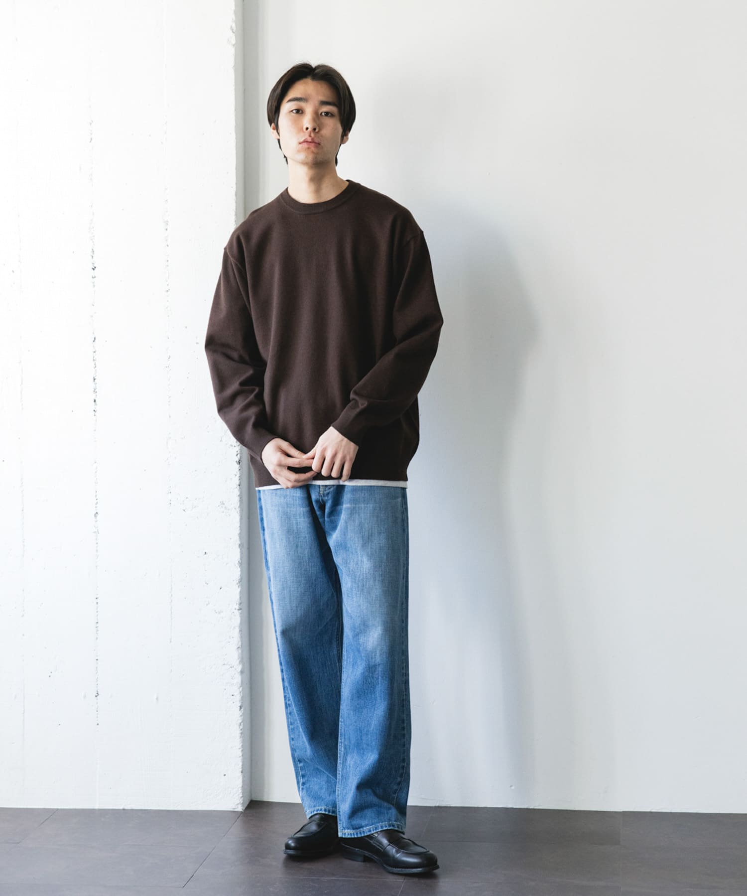 『仁村紗和さん着用』『UR TECH 200日ニット』クルーネック BROWN M