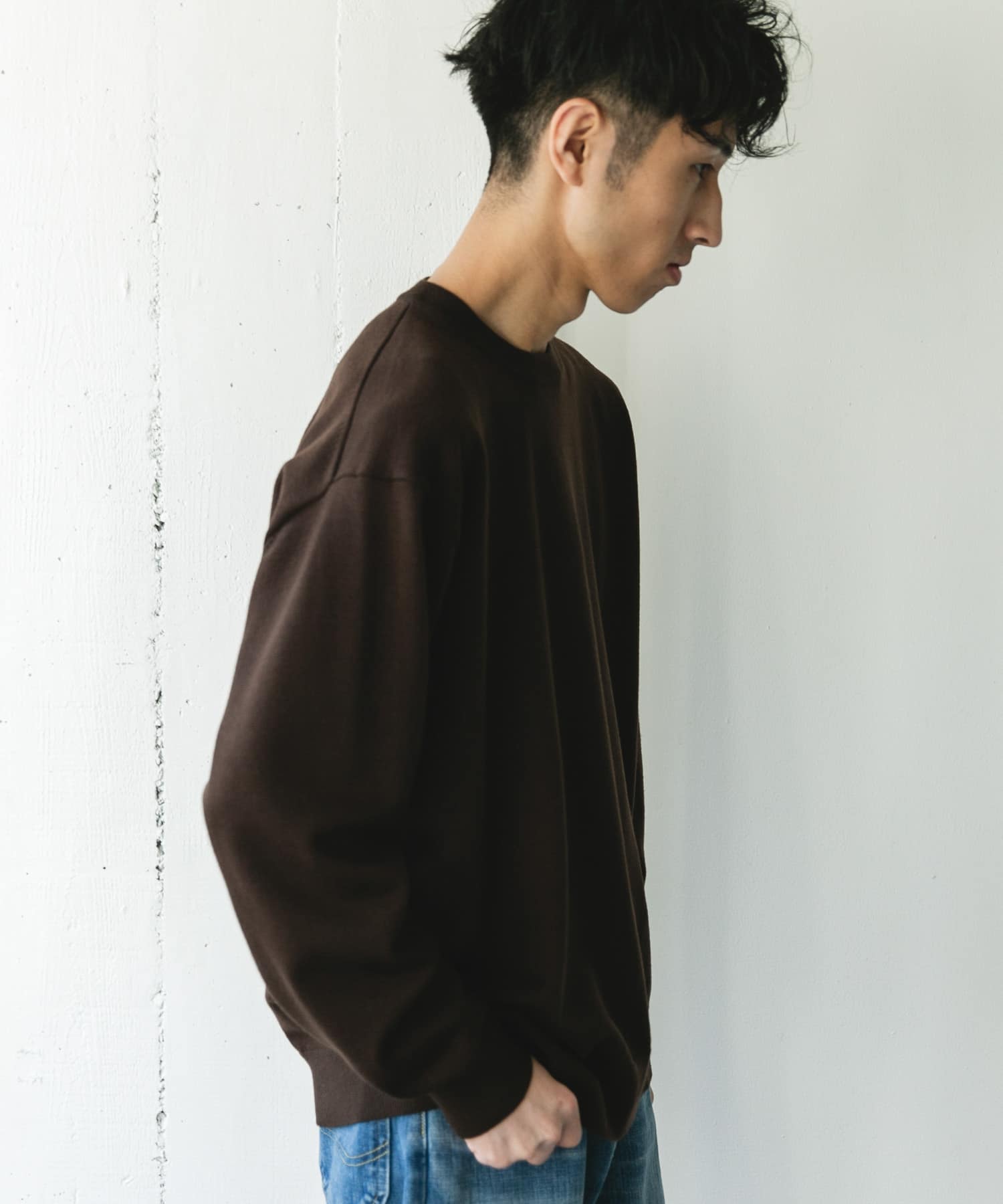 『仁村紗和さん着用』『UR TECH 200日ニット』クルーネック BROWN L