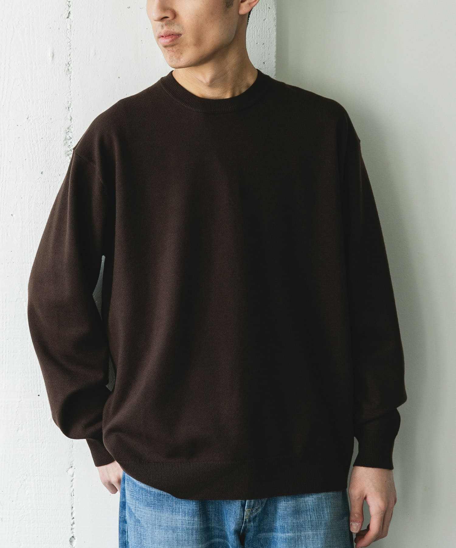 『仁村紗和さん着用』『UR TECH 200日ニット』クルーネック BROWN L