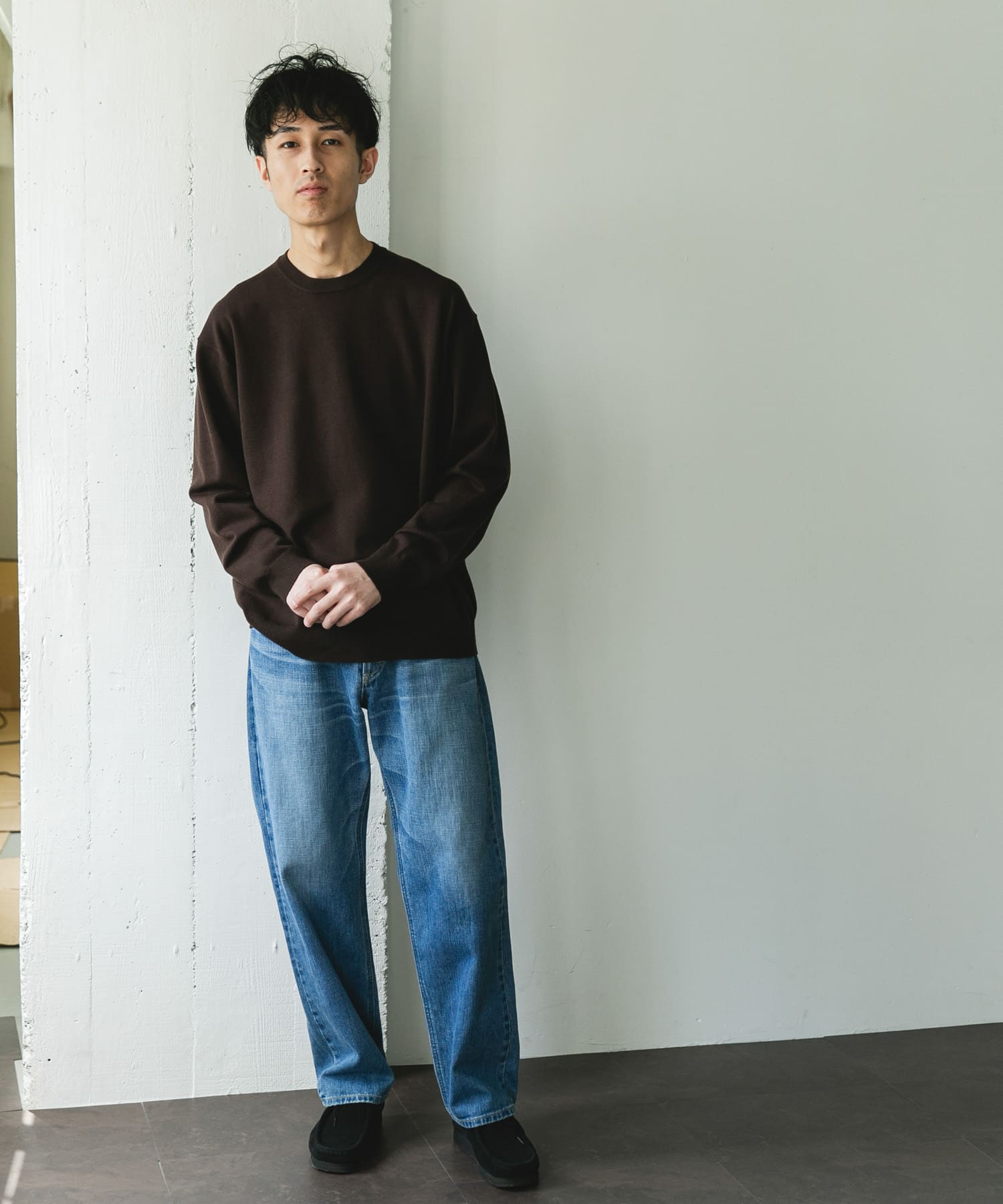 『仁村紗和さん着用』『UR TECH 200日ニット』クルーネック BROWN L