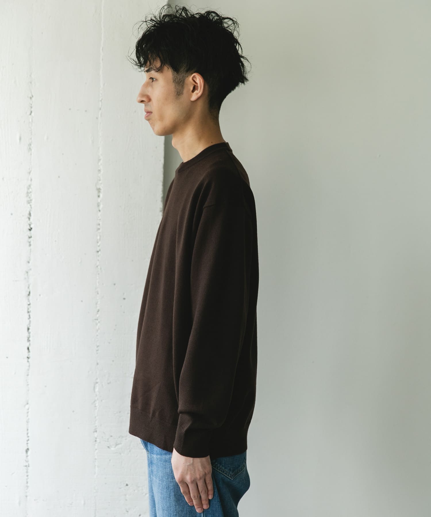 『仁村紗和さん着用』『UR TECH 200日ニット』クルーネック BROWN M