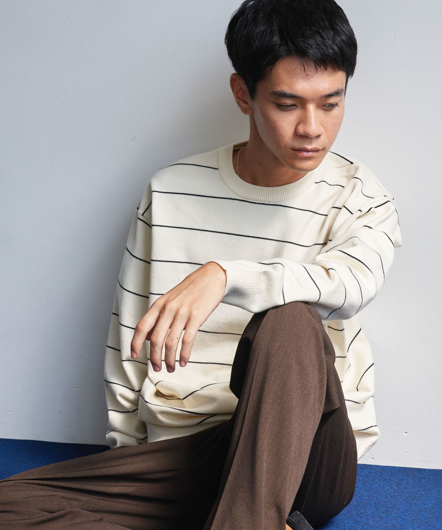 『仁村紗和さん着用』『UR TECH 200日ニット』クルーネック OFF×BLACK M