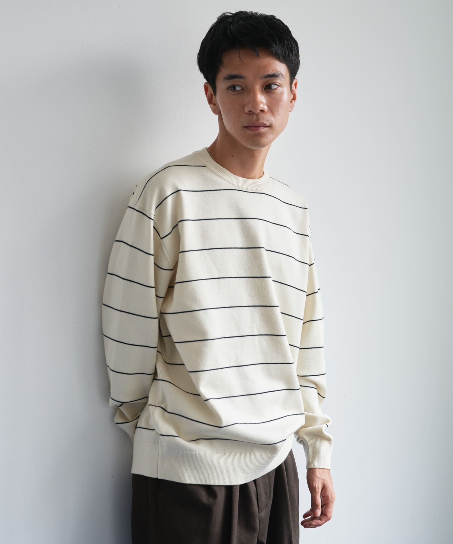 『仁村紗和さん着用』『UR TECH 200日ニット』クルーネック OFF×BLACK M