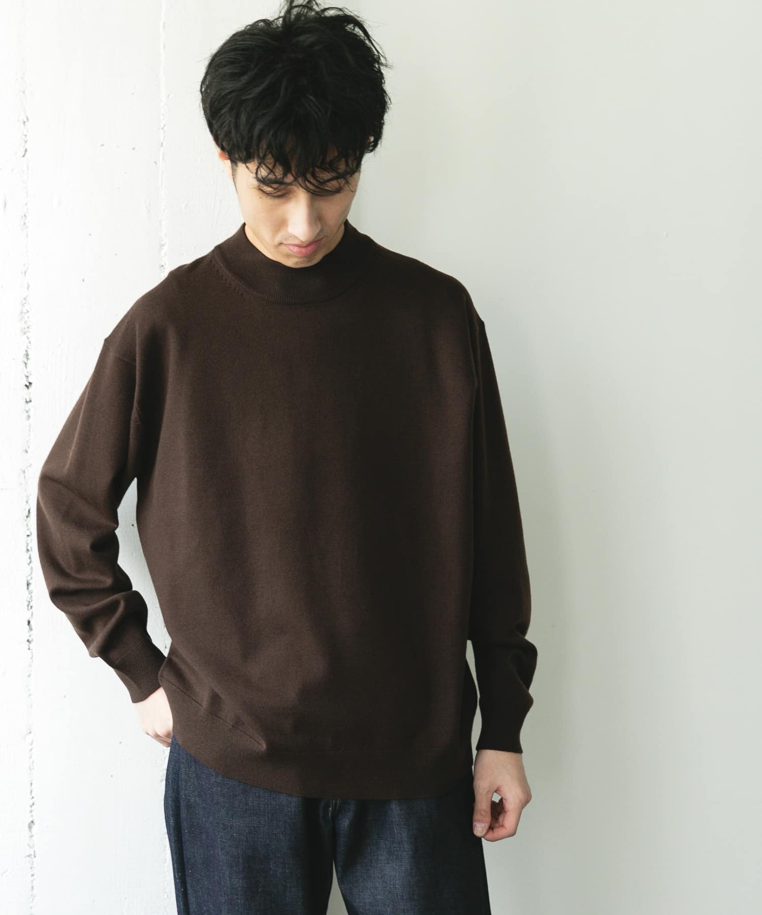 アーバンリサーチ仁村紗和さん着用UR TECH 200日ニットモックネック WH 仁村紗和さん着用』『UR TECH 200日ニット』 モックネック(M APRICOT