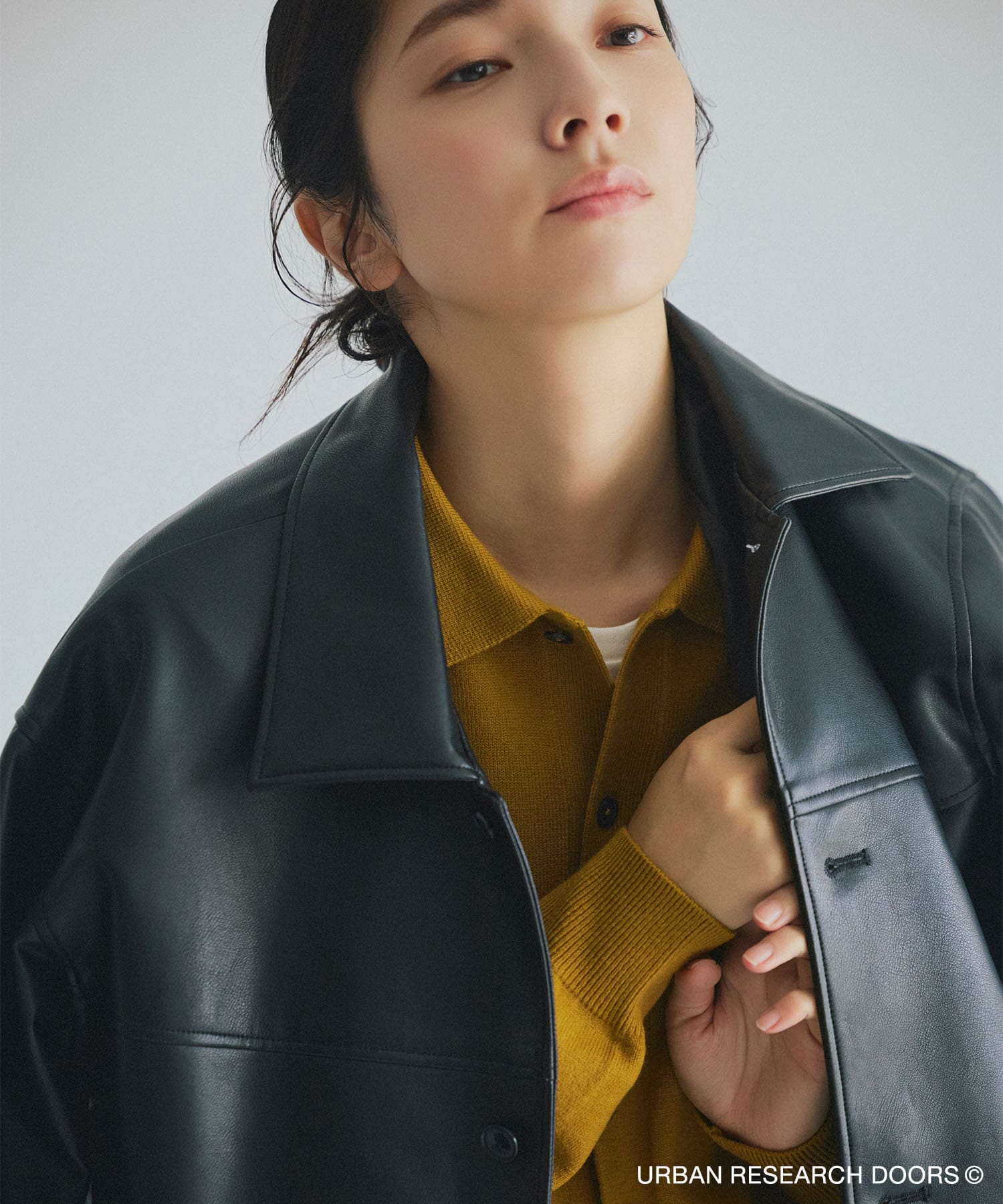 『XLサイズ/WEB限定/仁村紗和さん着用』『UR TECH 200日ニット』シャツ カーディガン YEL KHK M