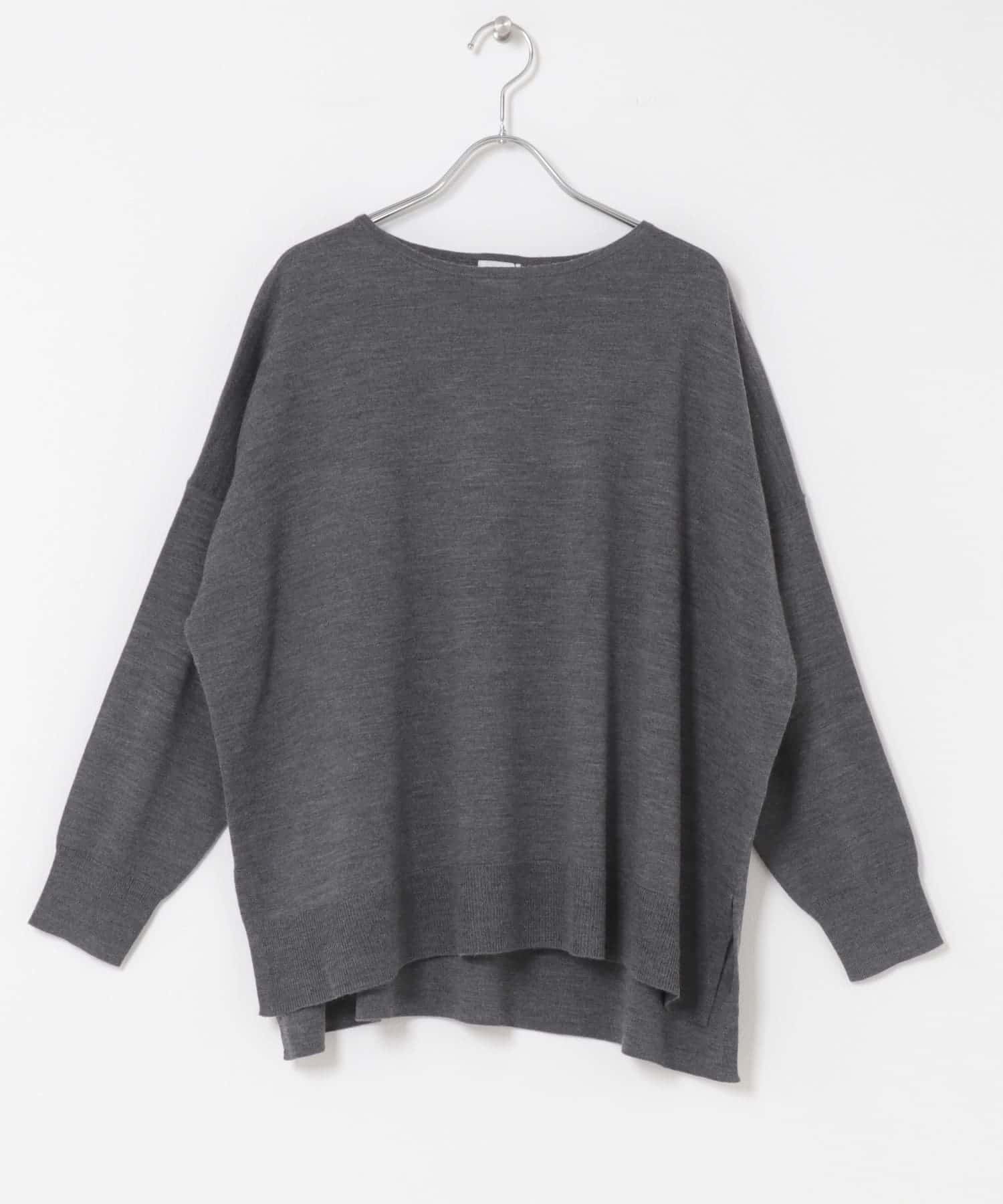 ウォッシャブルウールワイドプルオーバー 杢CHARCOAL M