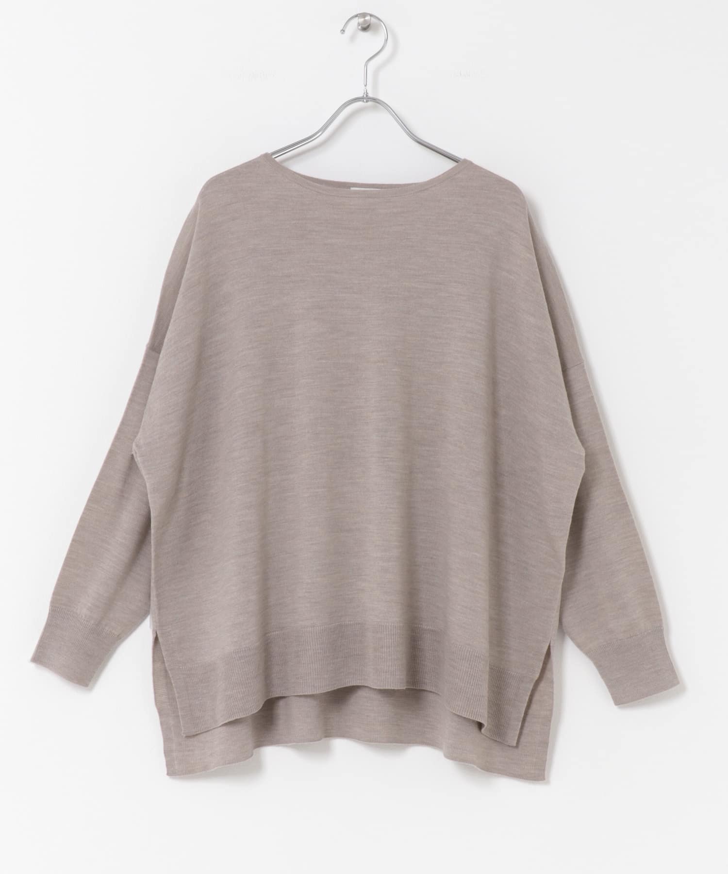 ウォッシャブルウールワイドプルオーバー 杢BEIGE M