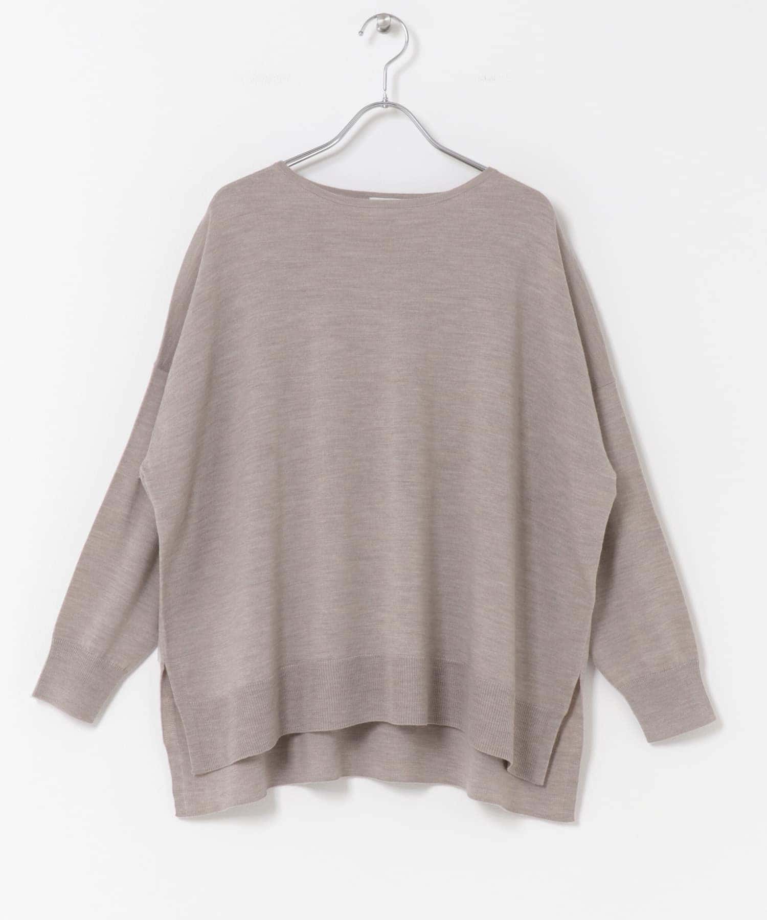 ウォッシャブルウールワイドプルオーバー 杢BEIGE M