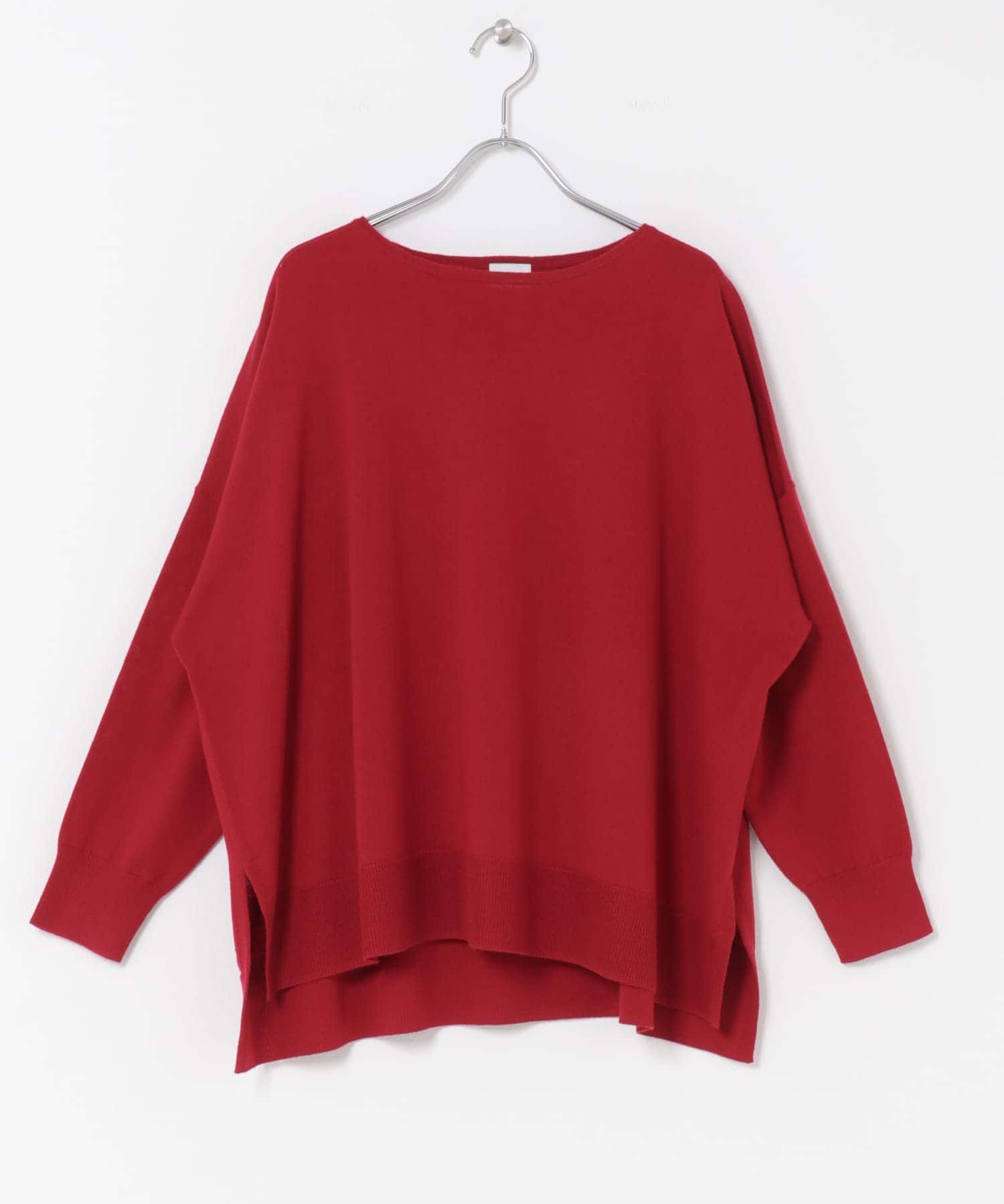 ウォッシャブルウールワイドプルオーバー D/RED M