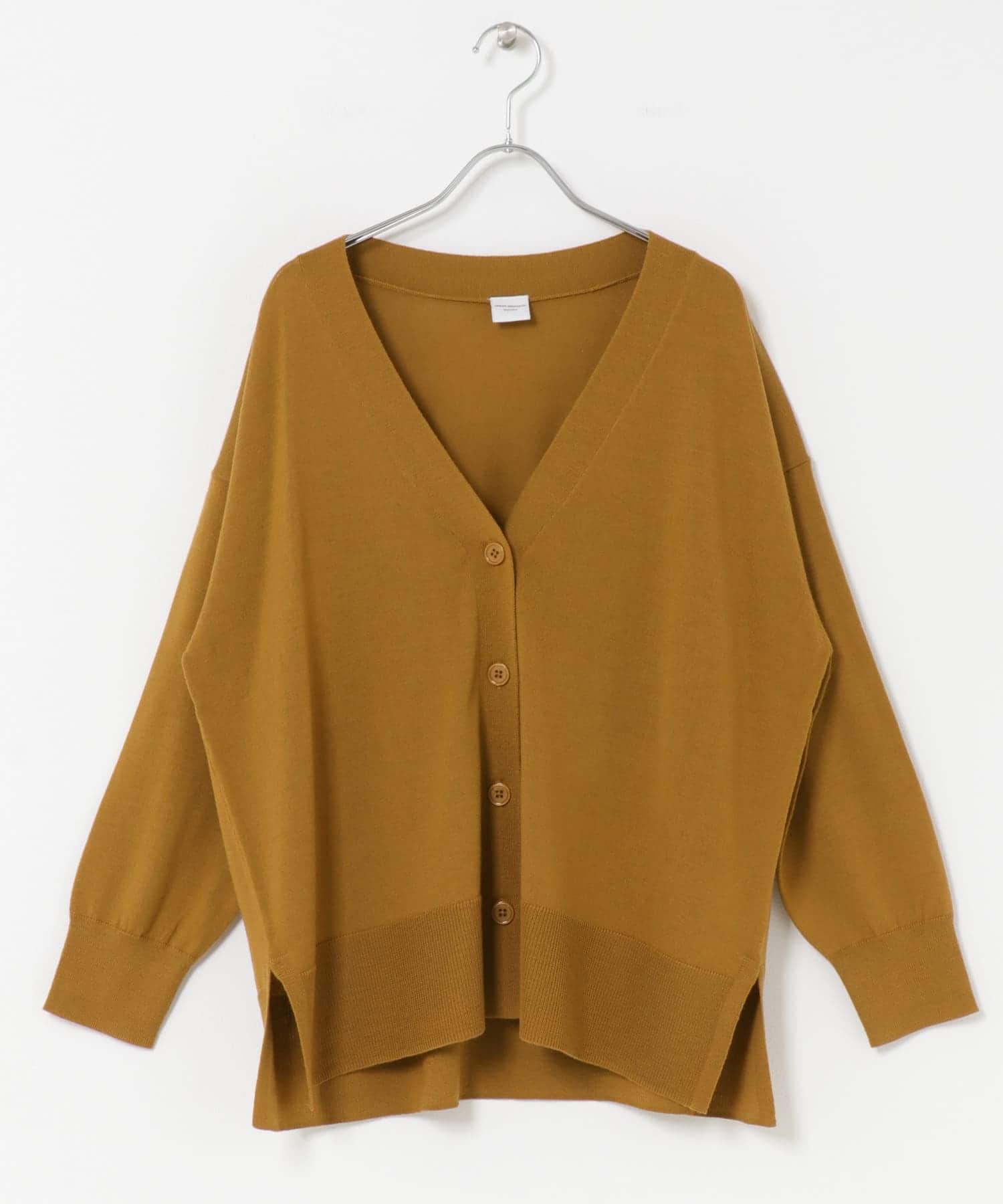 ウォッシャブルウールVネックワイドカーディガン GOLD M