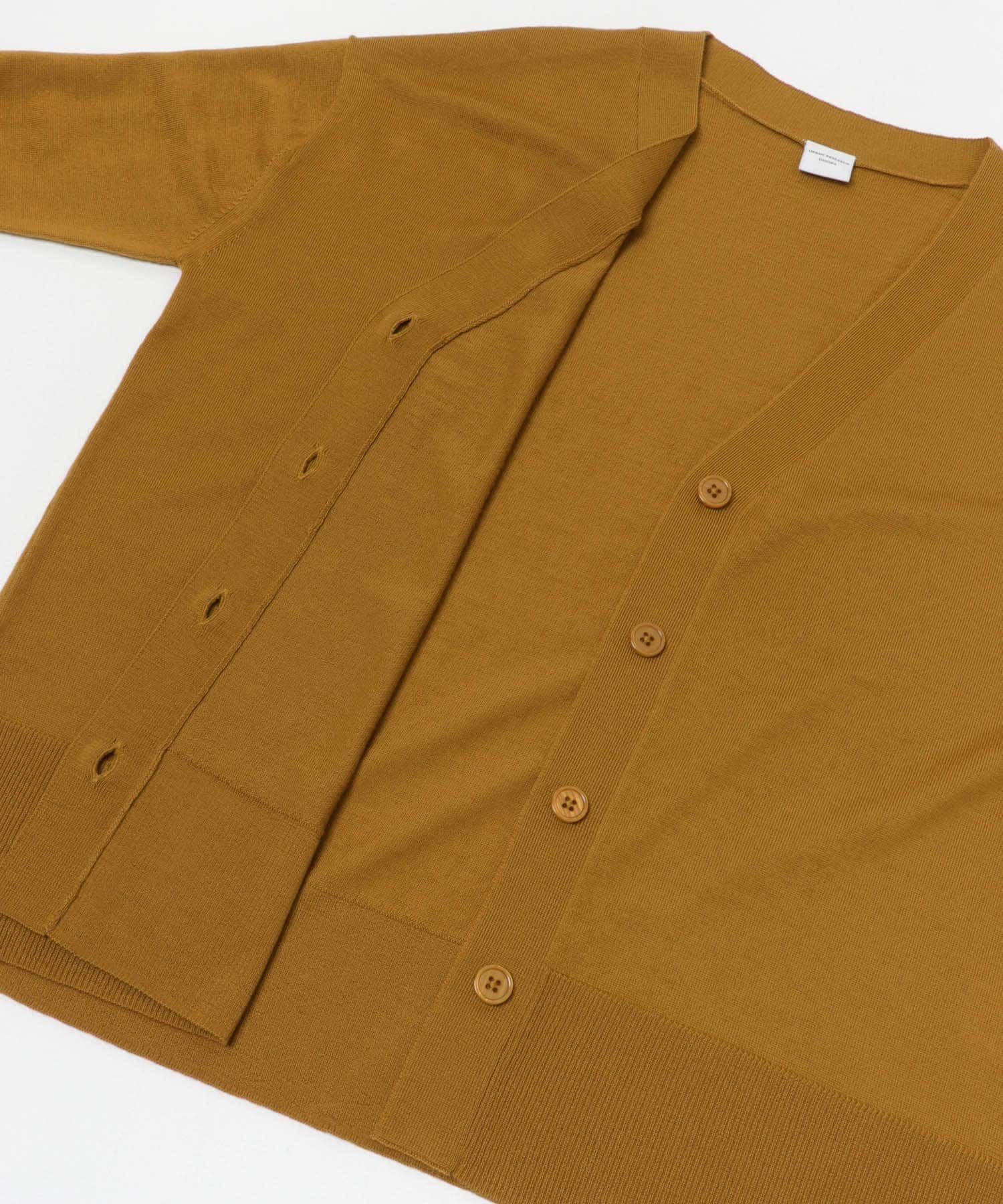 ウォッシャブルウールVネックワイドカーディガン GOLD M