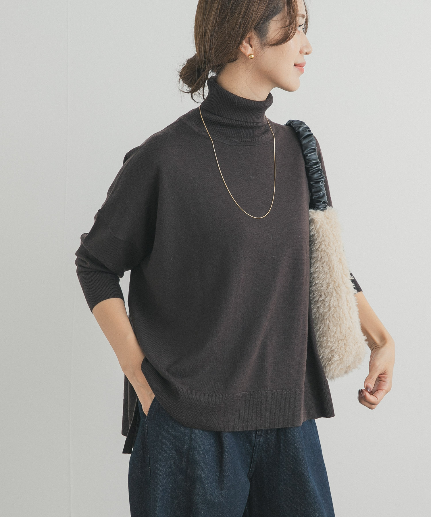 ウォッシャブルウールタートルネックワイドプルオーバー