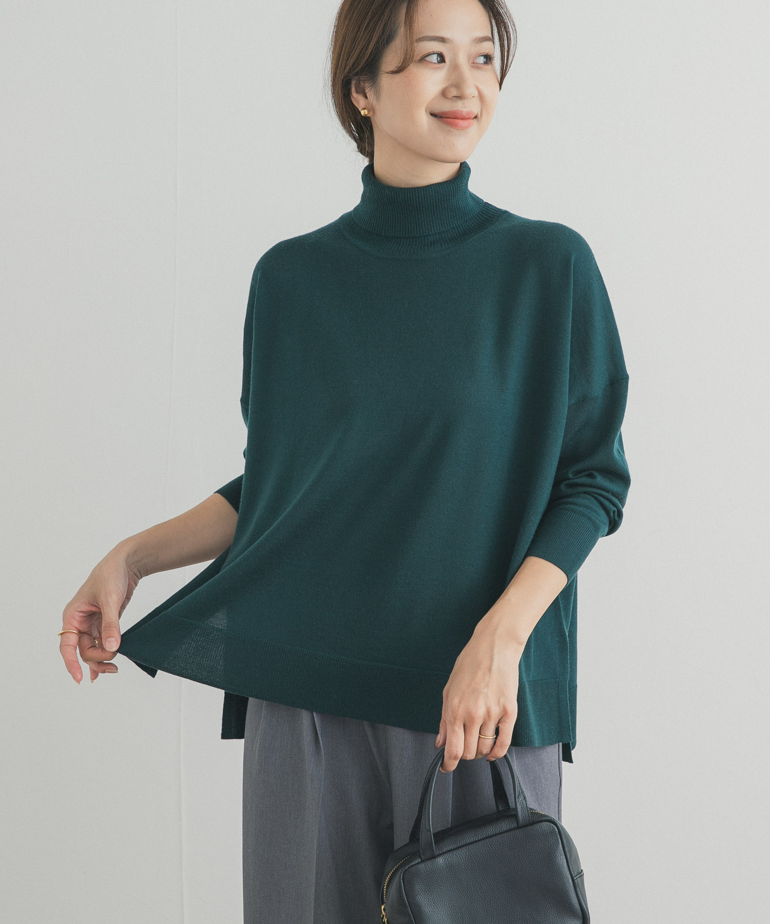 ウォッシャブルウールタートルネックワイドプルオーバー