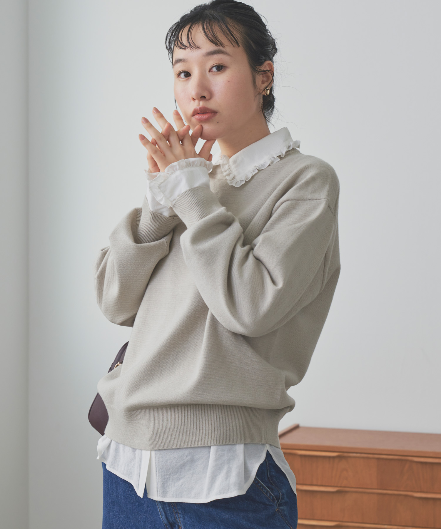 『仁村紗和さん着用』『UR TECH 200日ニット』スウェットライクプルオーバー
