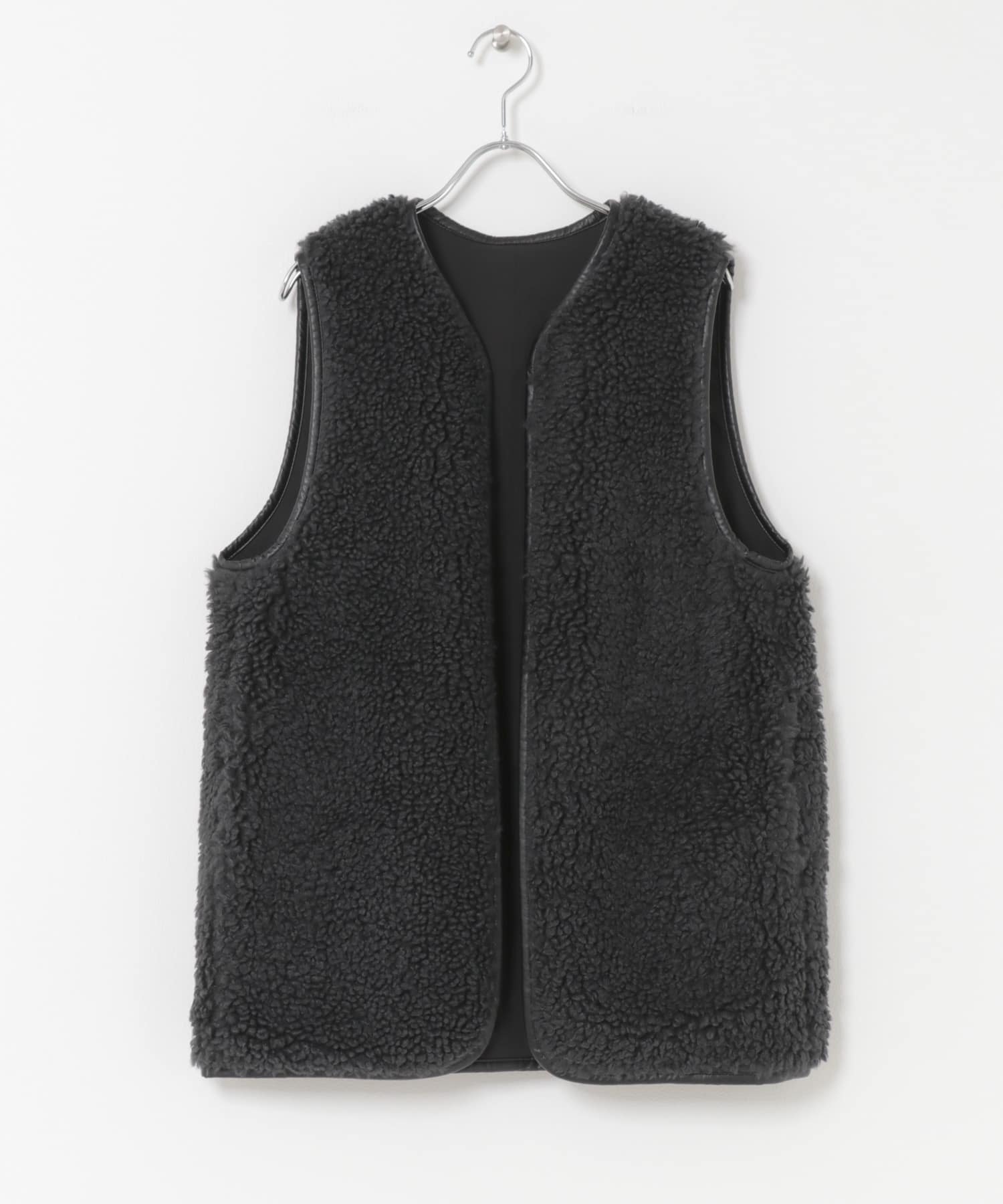 リバーシブルボアベスト CHARCOAL M