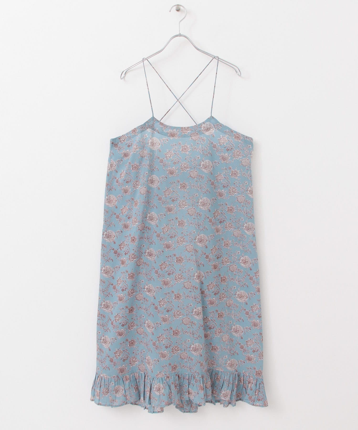 siiwa　インドプリントエプロンスカート ブルー one