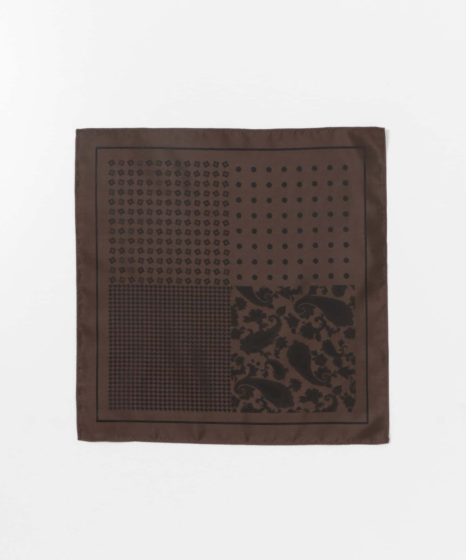 LIFE STYLE TAILOR　シルクジャガード四面チーフ BROWN FREE
