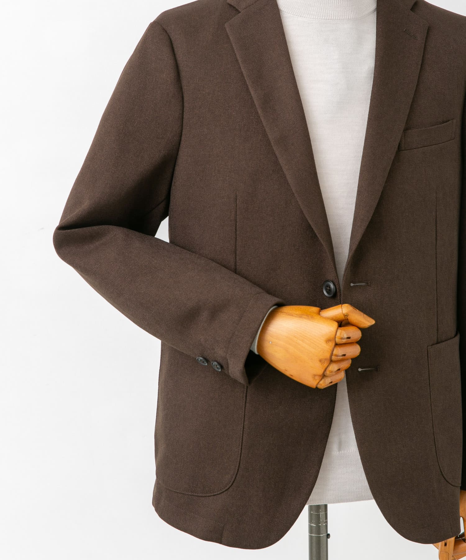 LIFE STYLE TAILOR　ウールライクコンフォータブルジャケット BROWN XL