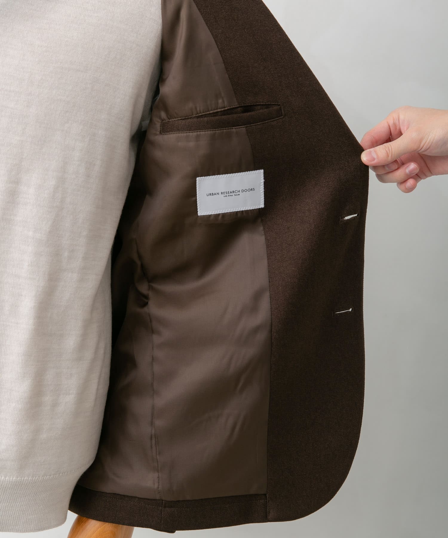 LIFE STYLE TAILOR　ウールライクコンフォータブルジャケット BROWN XL