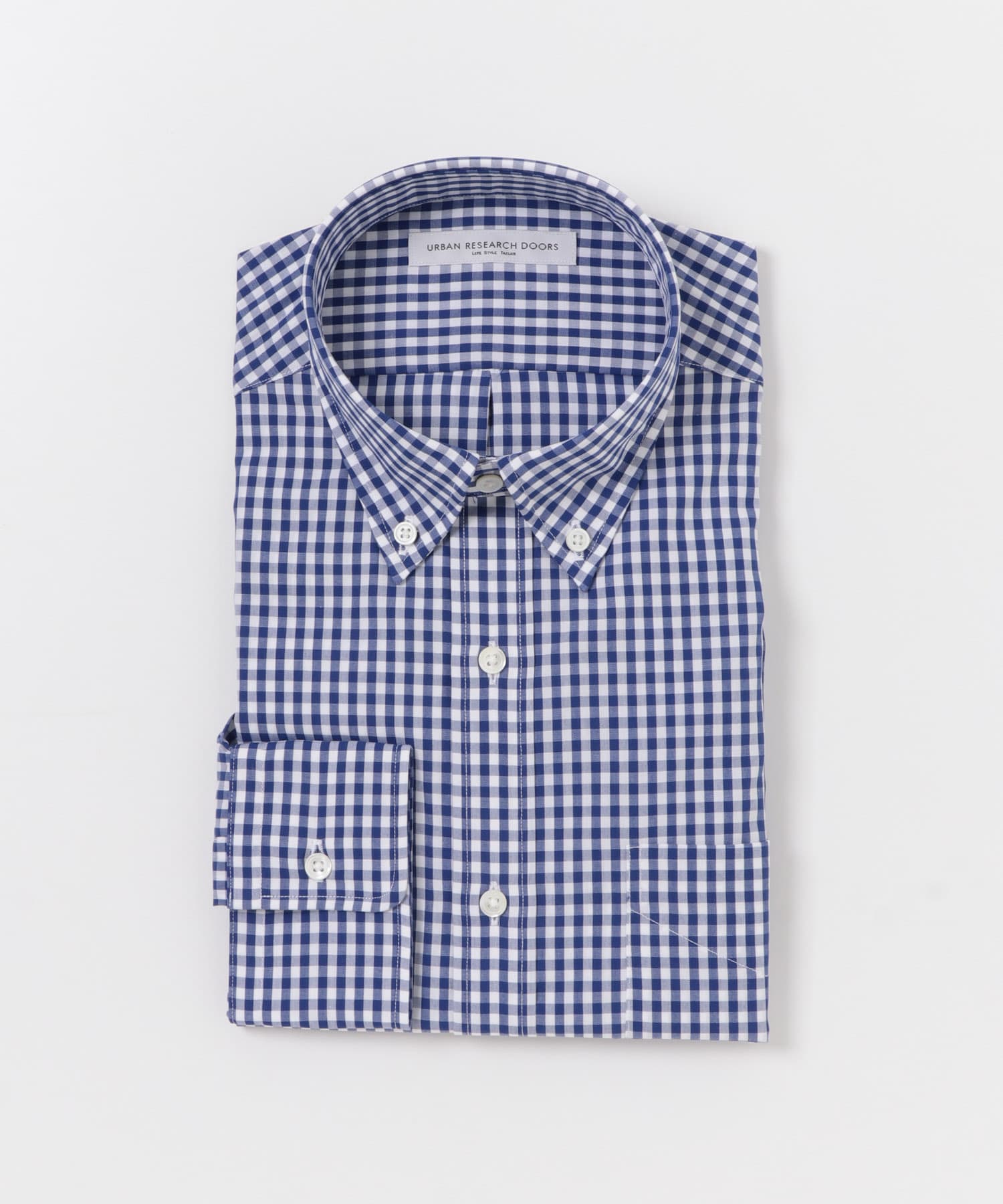 『イージーケア』LIFE STYLE TAILOR　ボタンダウンギンガムチェックシャツ BLUE-CH 38