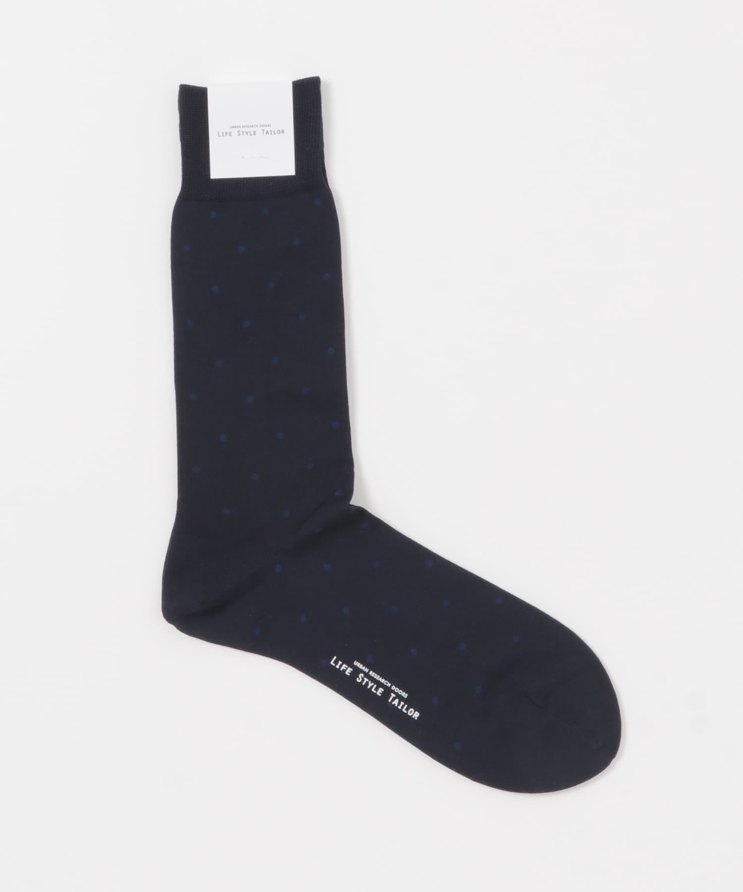 LIFE STYLE TAILOR　ドット柄ドレスソックス NAVY -