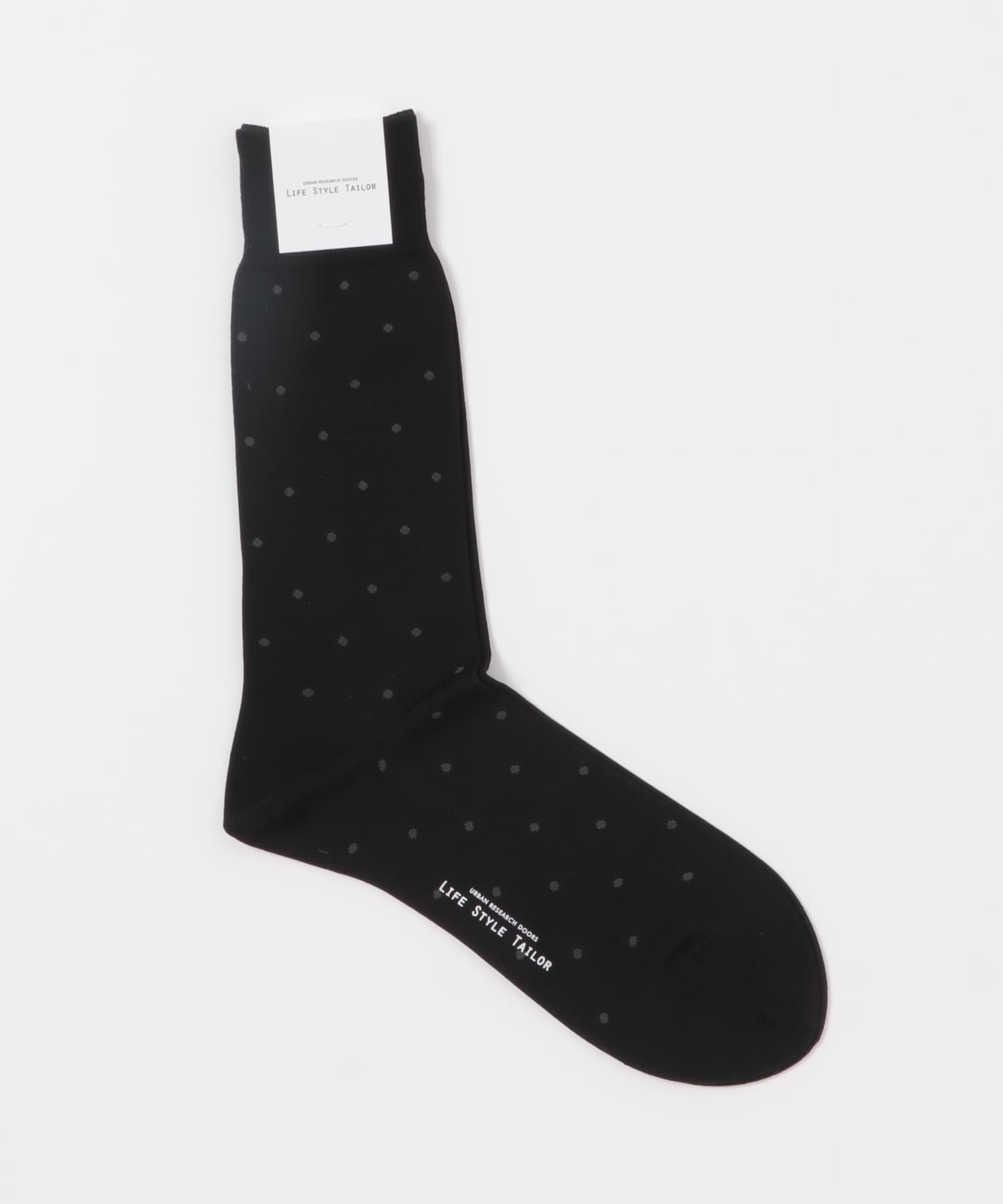 LIFE STYLE TAILOR　ドット柄ドレスソックス BLACK -