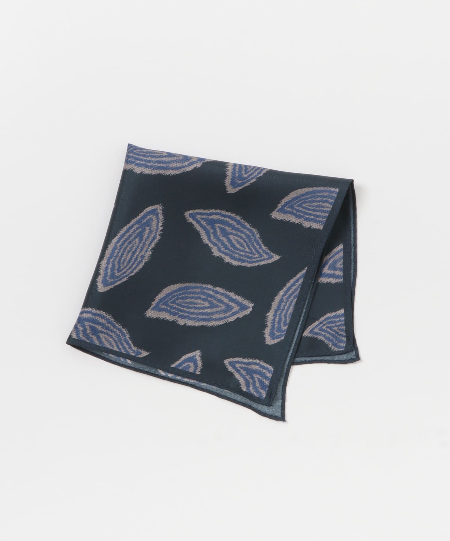 LIFE STYLE TAILOR　シルクプリントチーフ2 NAVY -