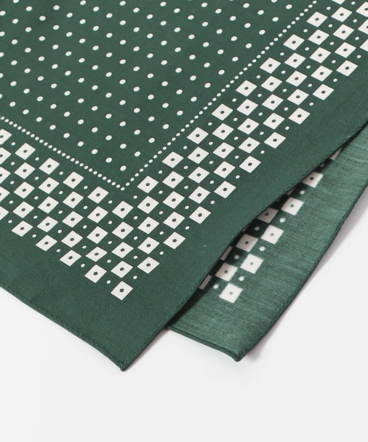LIFE STYLE TAILOR　コットンシルクドット柄ネッカチーフ GREEN -