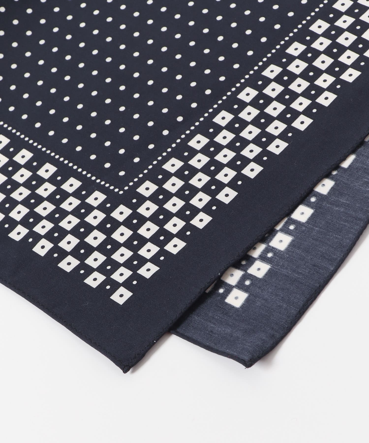 LIFE STYLE TAILOR　コットンシルクドット柄ネッカチーフ NAVY -