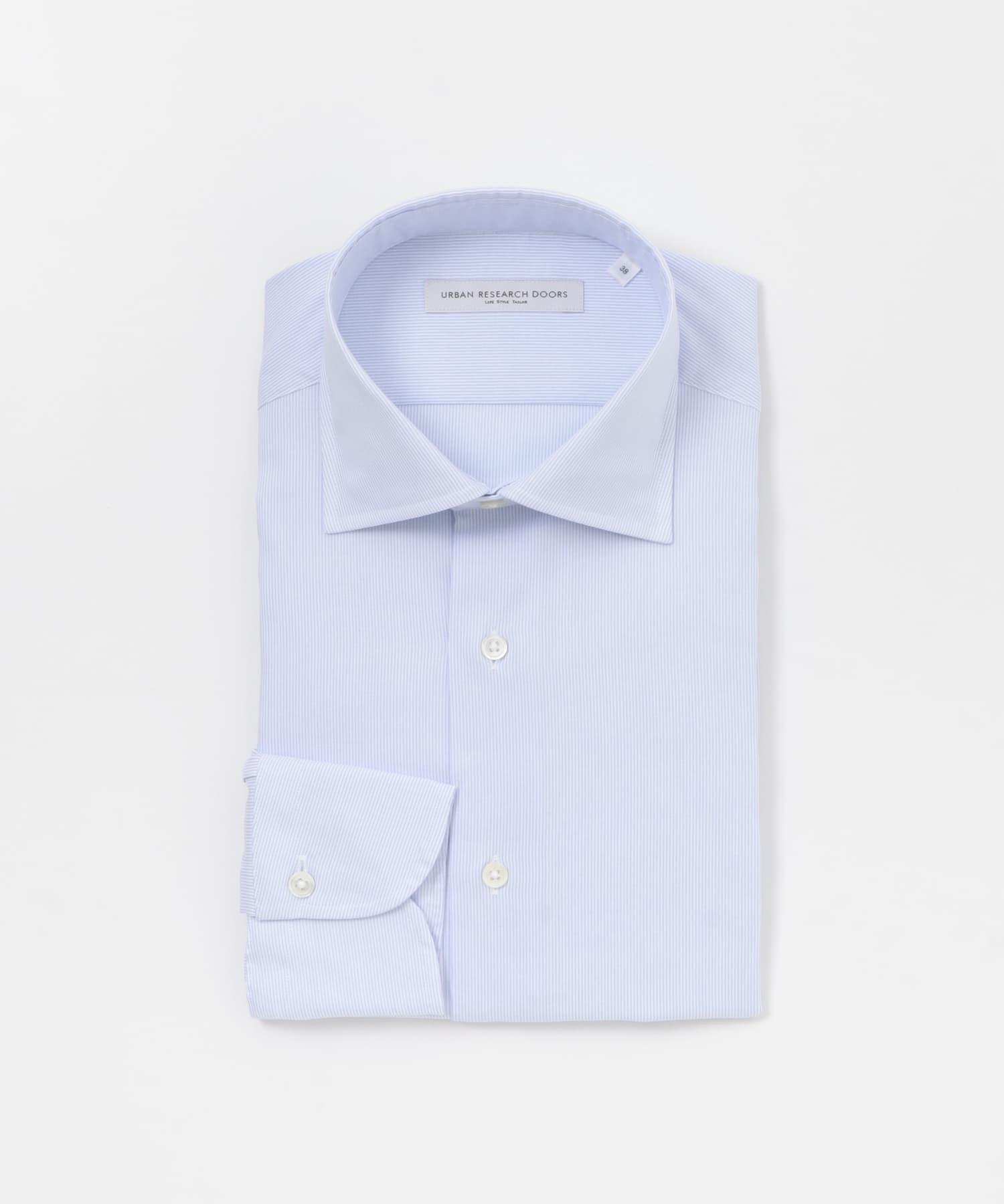 『イージーケア』LIFE STYLE TAILOR　セミワイド細ストライプシャツ BLUE-ST 38