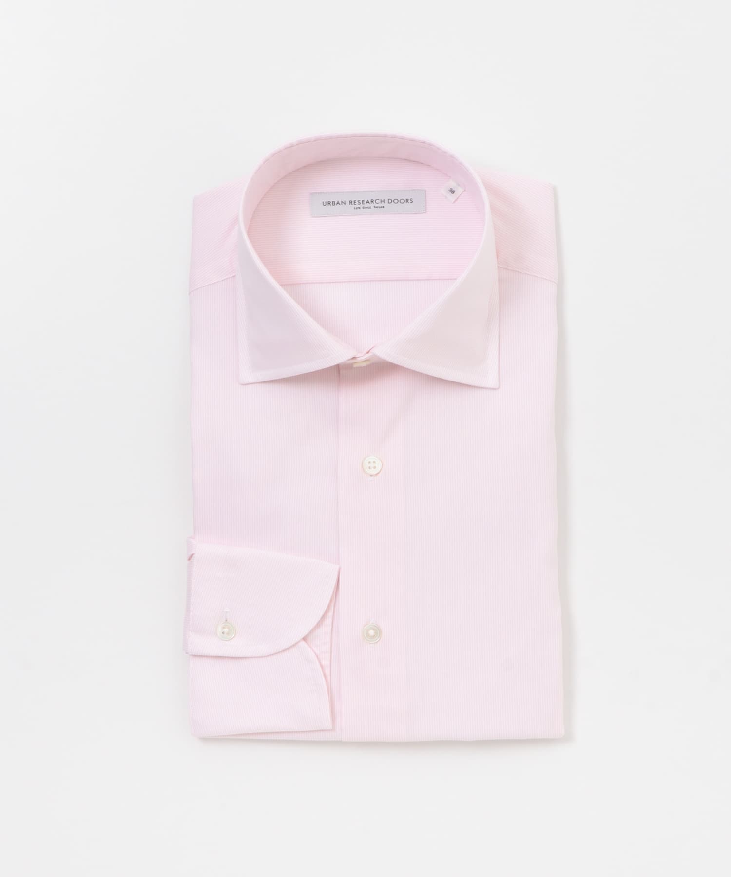 『イージーケア』LIFE STYLE TAILOR　セミワイド細ストライプシャツ PINK-ST 38